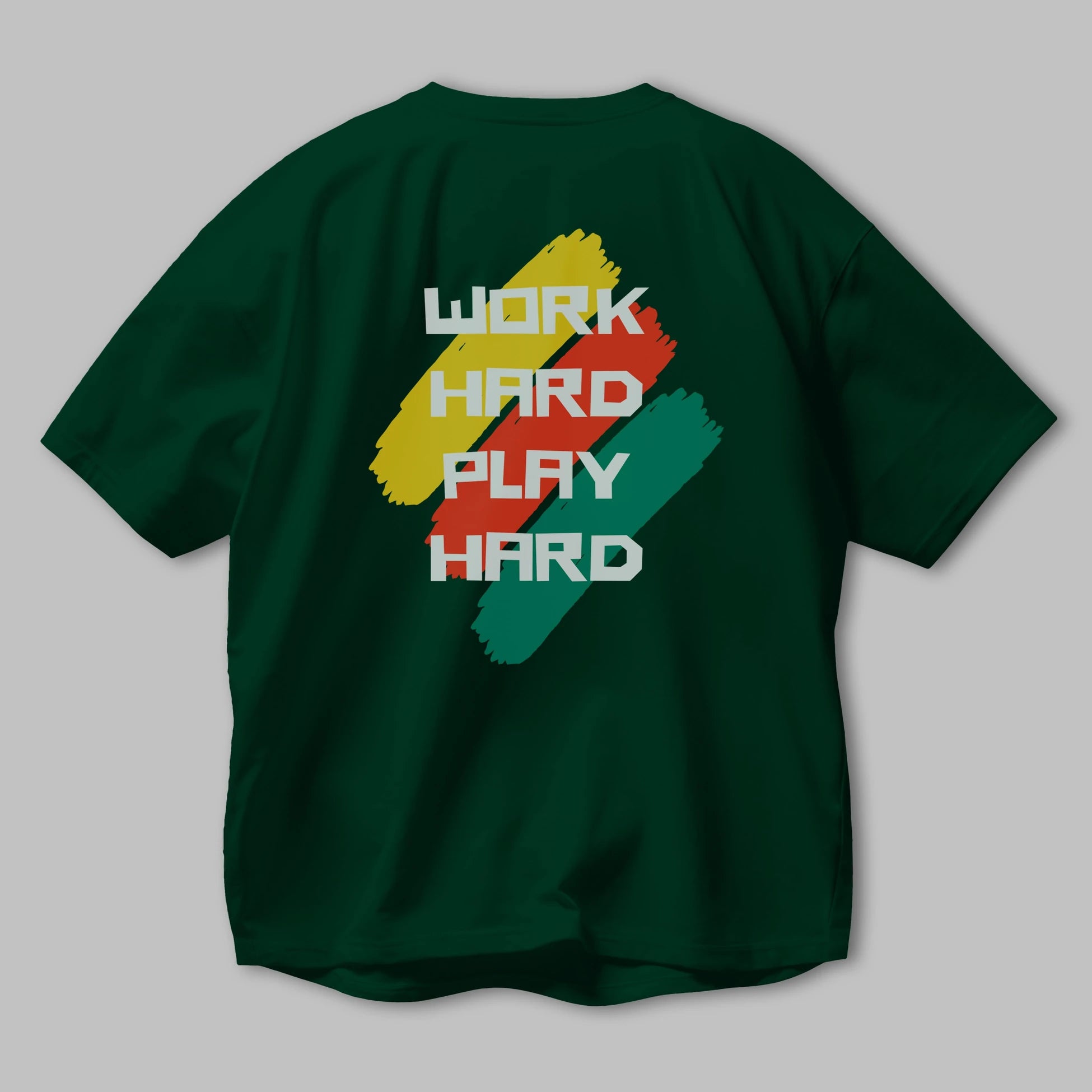Work Hard Play Hard 2 Arka Baskılı Oversize t-shirt Erkek Kadın Unisex