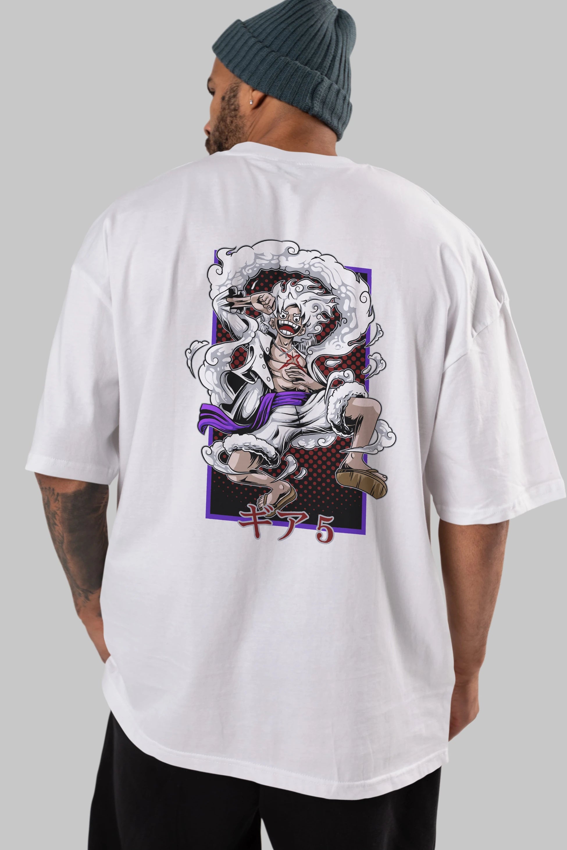 MONKEY D. LUFFY GEAR5 Anime Arka Baskılı Oversize t-shirt Erkek Kadın Unisex