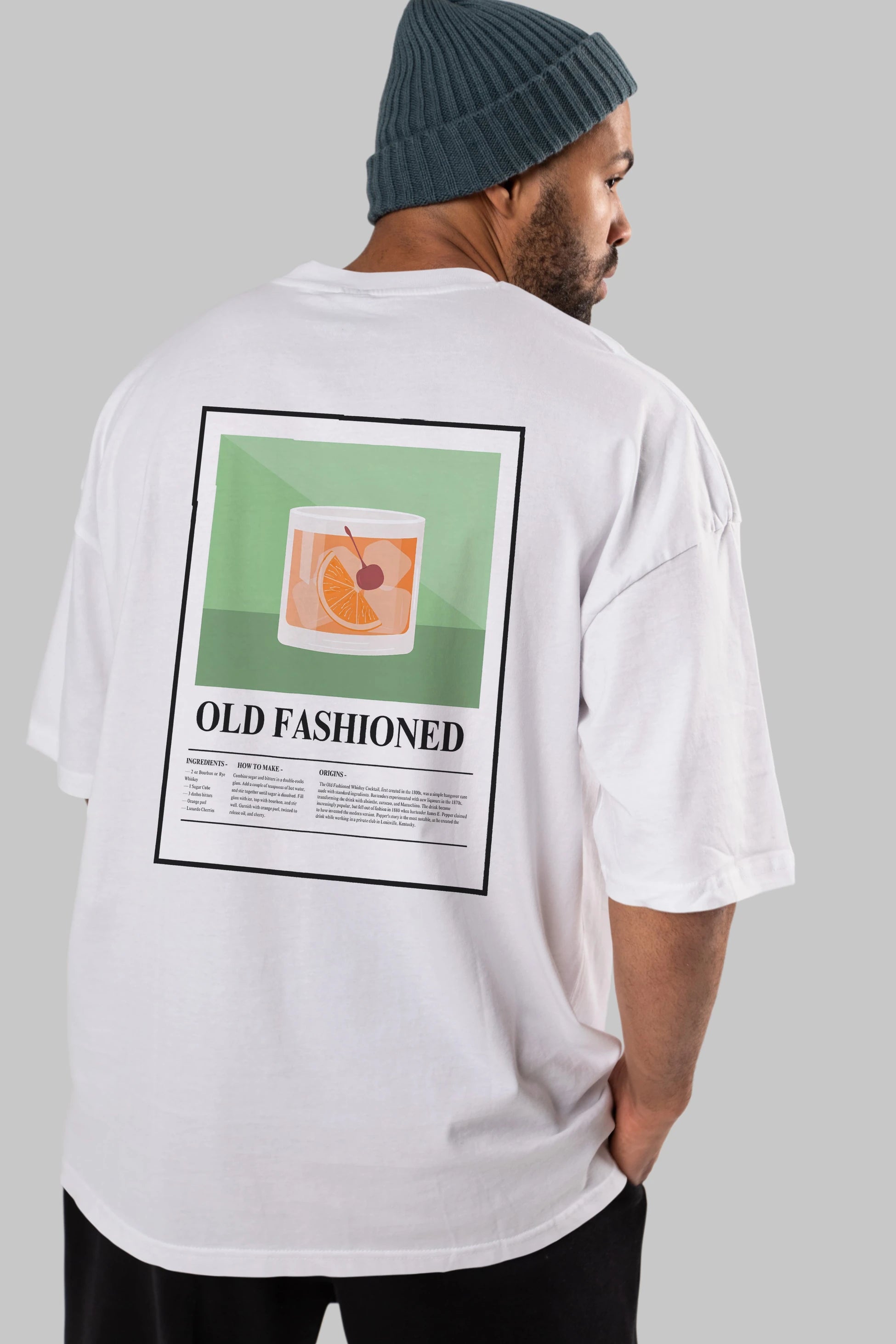 Old Fashioned Arka Baskılı Oversize t-shirt Erkek Kadın Unisex %100 Pamuk Bisiklet Yaka tişort