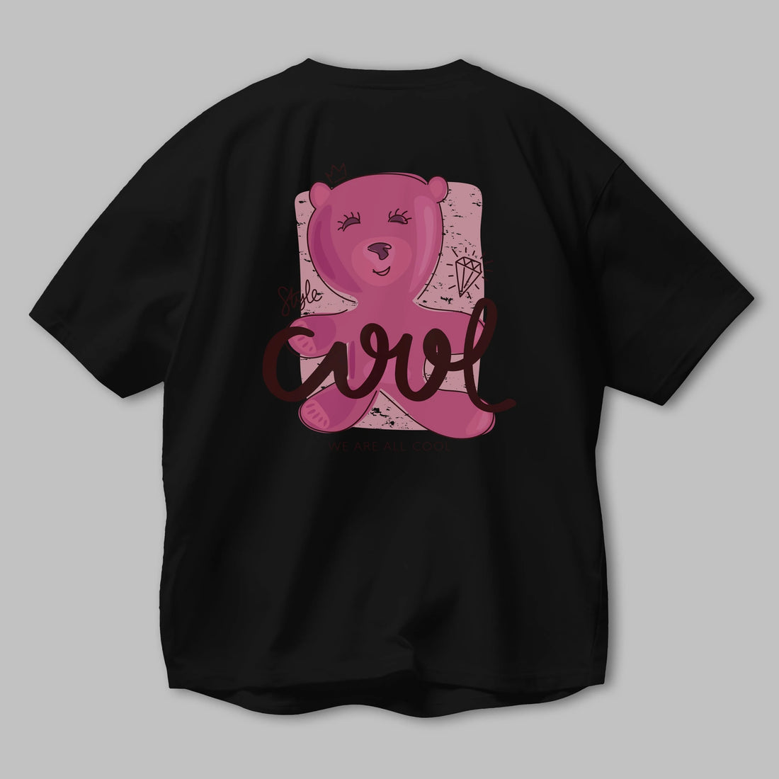 Cool Style Bear Arka Baskılı Oversize t-shirt Erkek Kadın Unisex