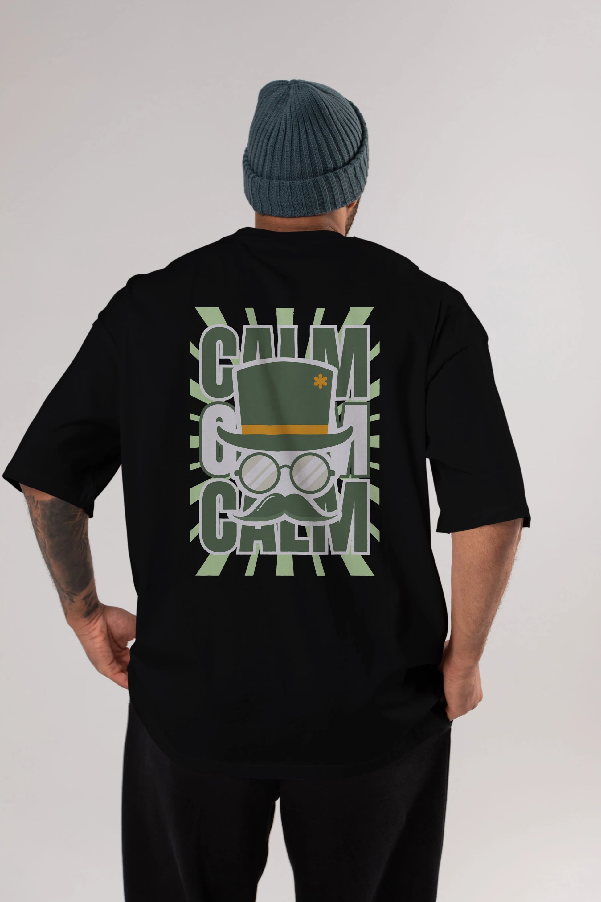 Calm Yazılı Arka Baskılı Oversize t-shirt Erkek Kadın Unisex