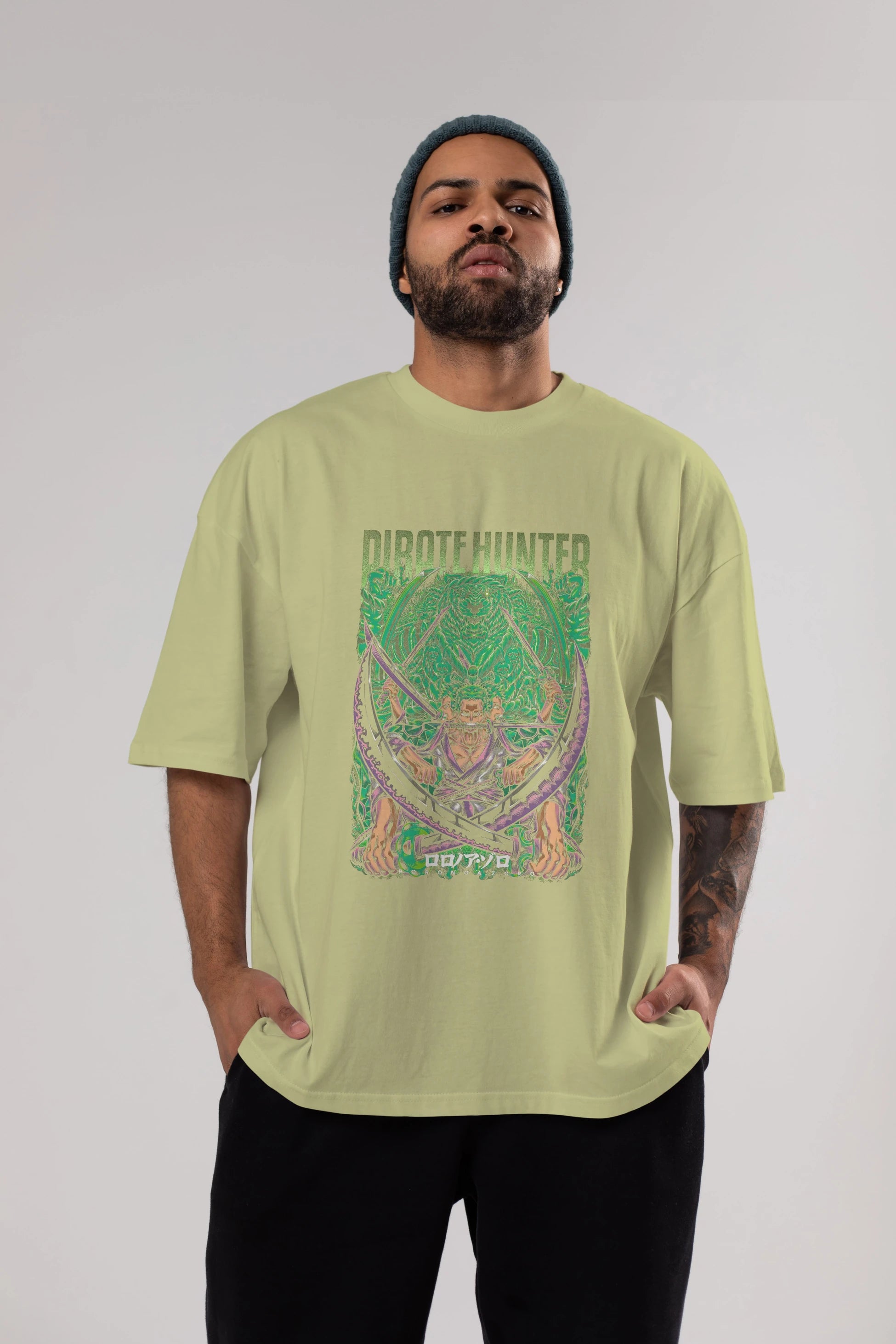 RORONOA ZORO 3 Anime Ön Baskılı Oversize t-shirt %100 pamuk Erkek Kadın Unisex