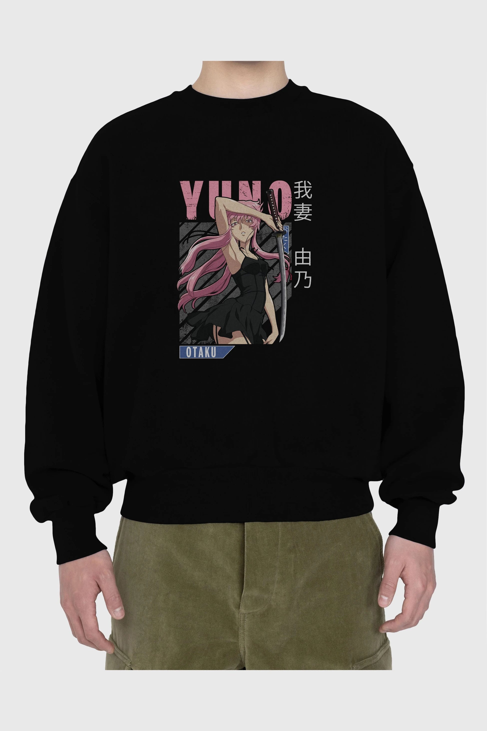 Yuno Gasai 5 Anime Ön Baskılı Oversize Sweatshirt Erkek Kadın Unisex