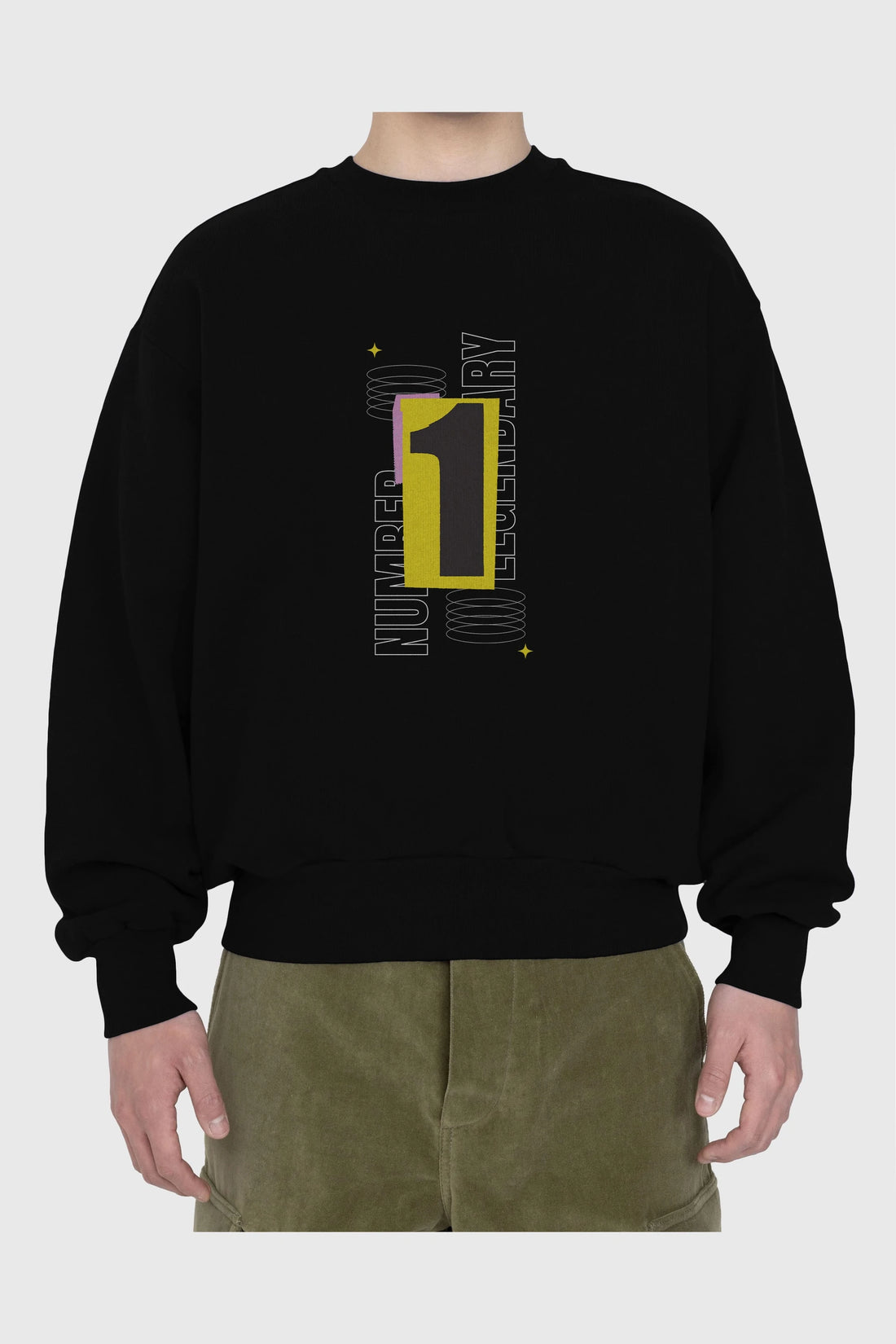 Number 1 Yazılı Ön Baskılı Oversize Sweatshirt Erkek Kadın Unisex