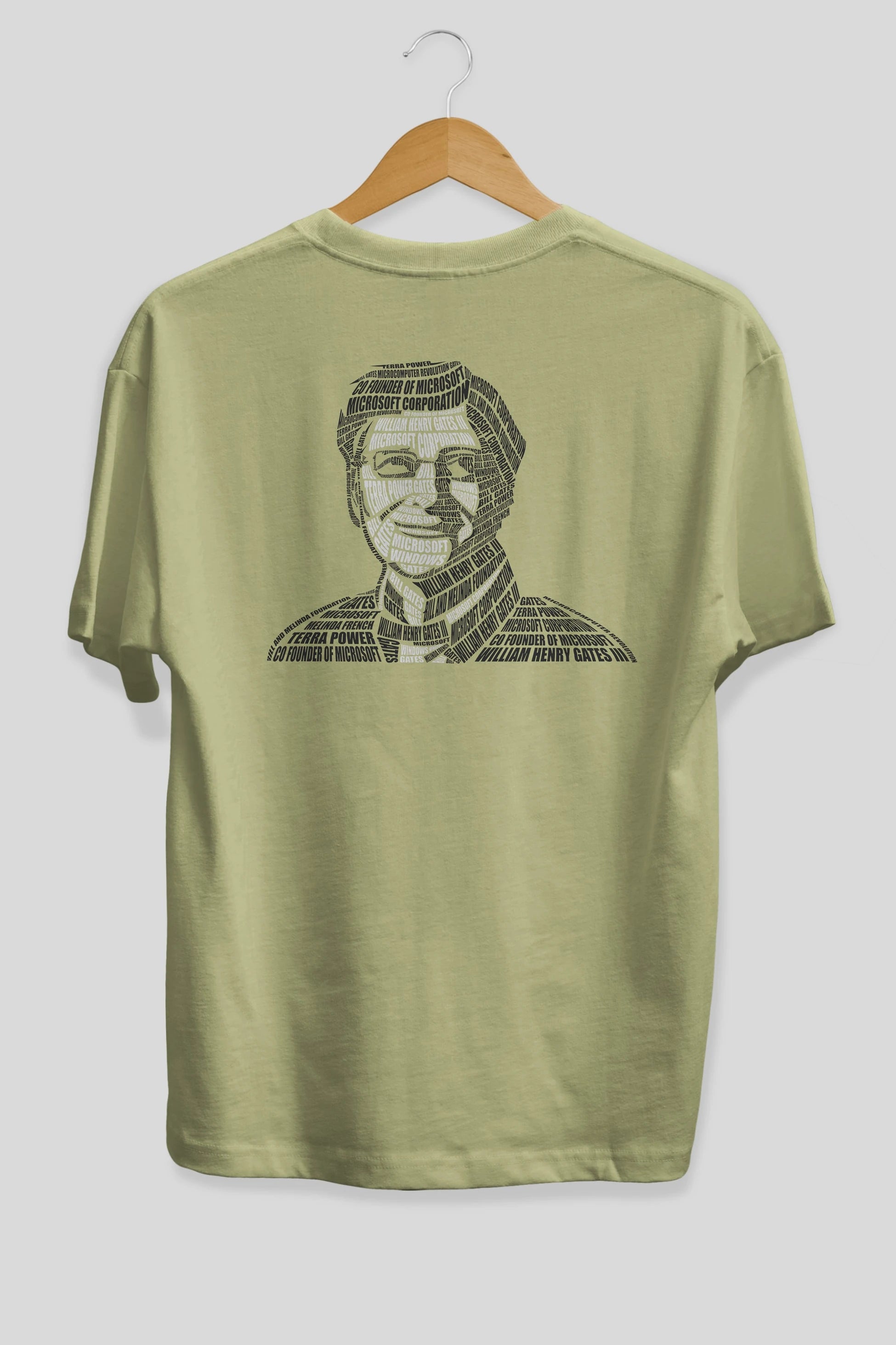 Bill Gates Calligram Arka Baskılı Oversize t-shirt %100 pamuk Erkek Kadın Unisex