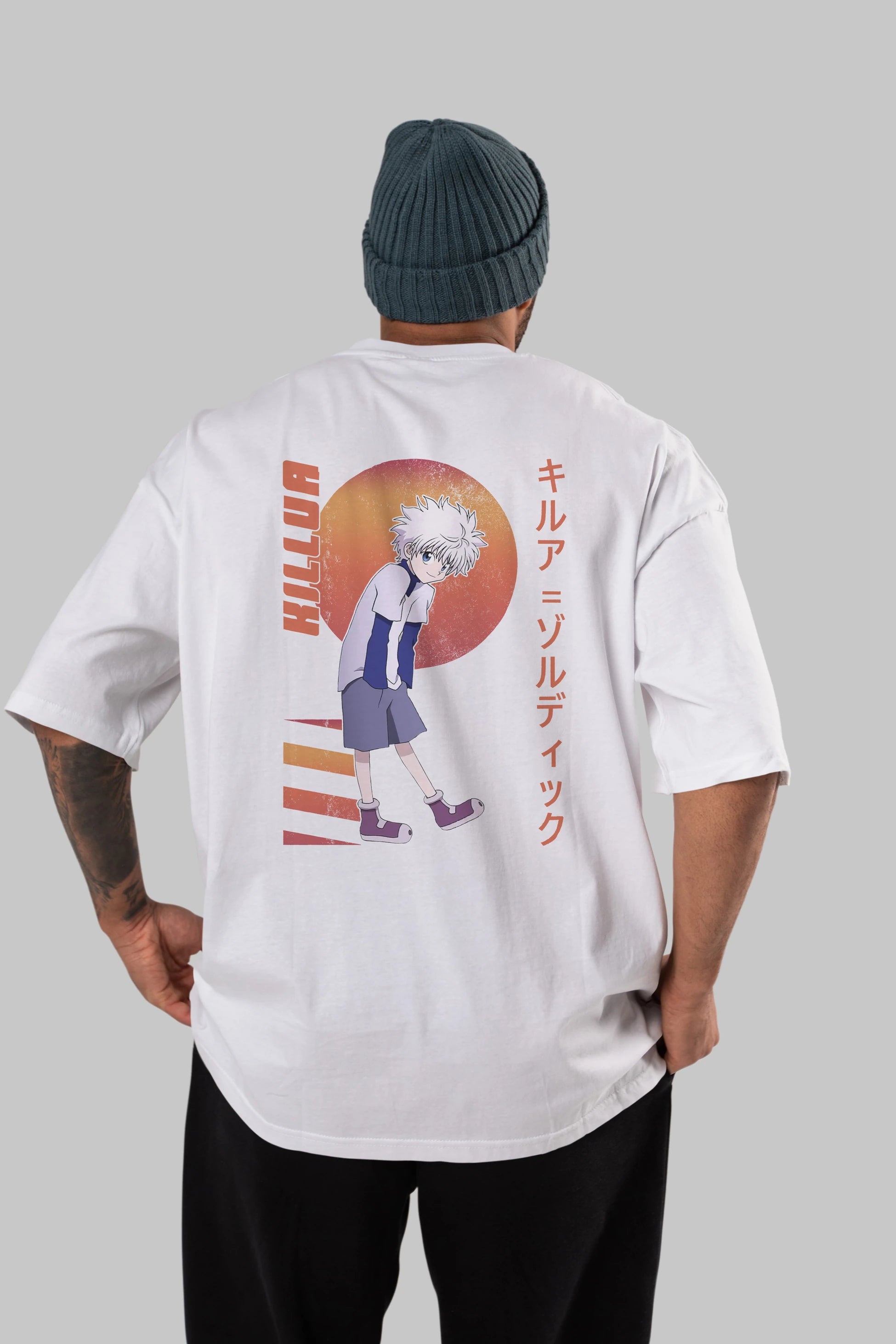 Killua Zoldyck 5 2 Anime Arka Baskılı Oversize t-shirt Erkek Kadın Unisex