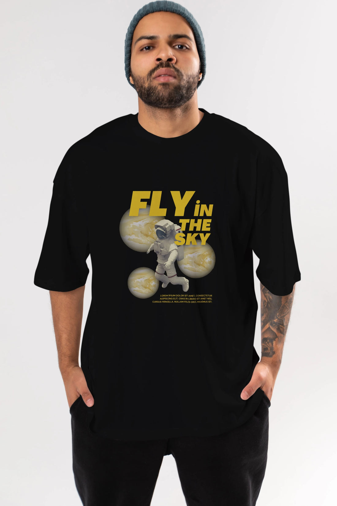 Fly in The Sky Ön Baskılı Oversize t-shirt Erkek Kadın Unisex
