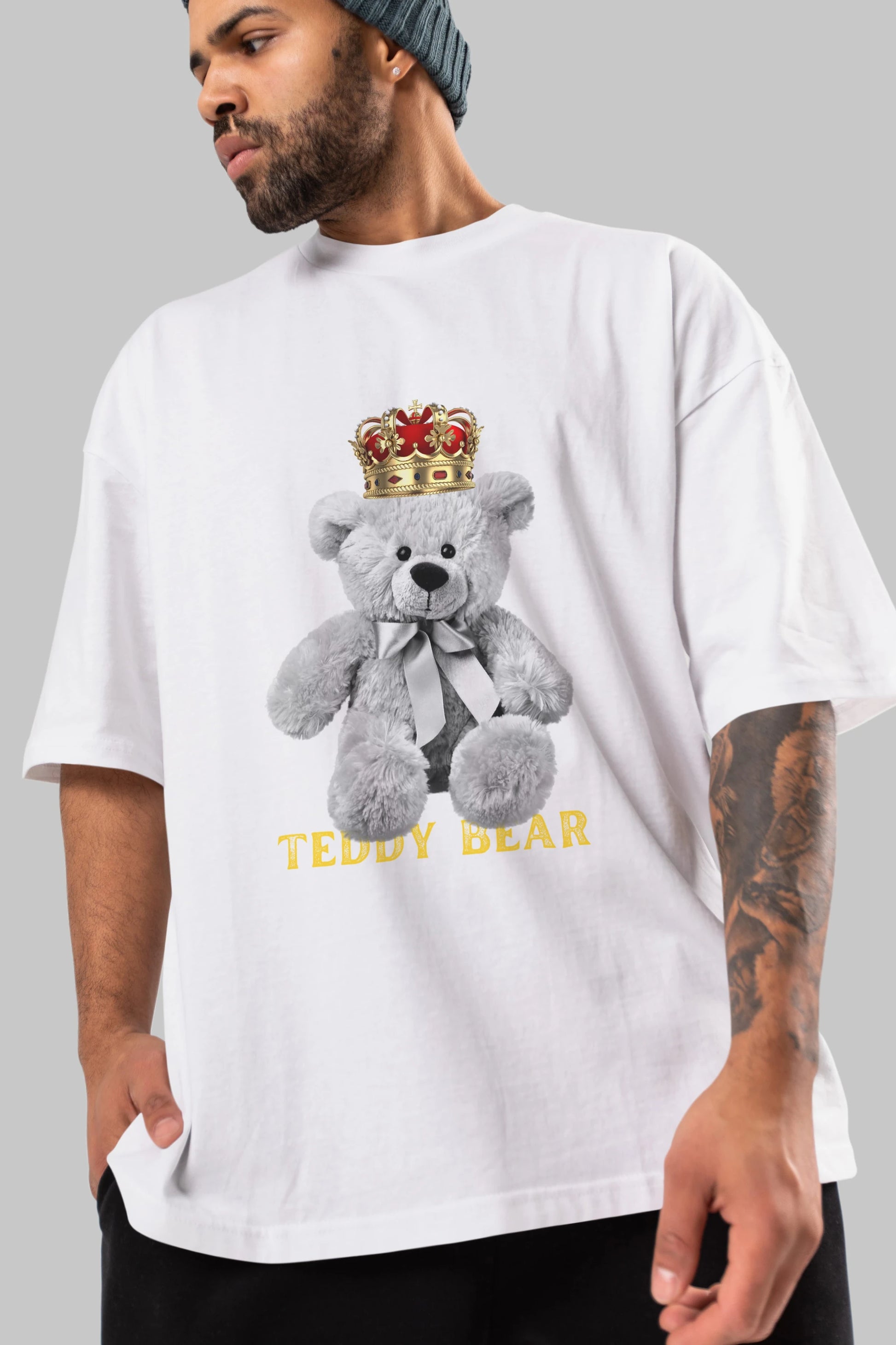Teddy Bear Ön Baskılı Oversize t-shirt Erkek Kadın Unisex