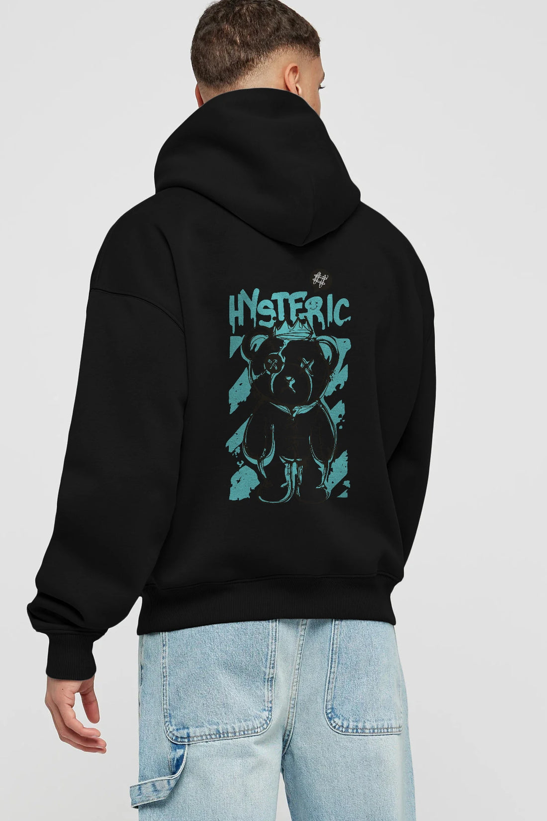 Hysteric Bear Arka Baskılı Hoodie Oversize Kapüşonlu Sweatshirt Erkek Kadın Unisex