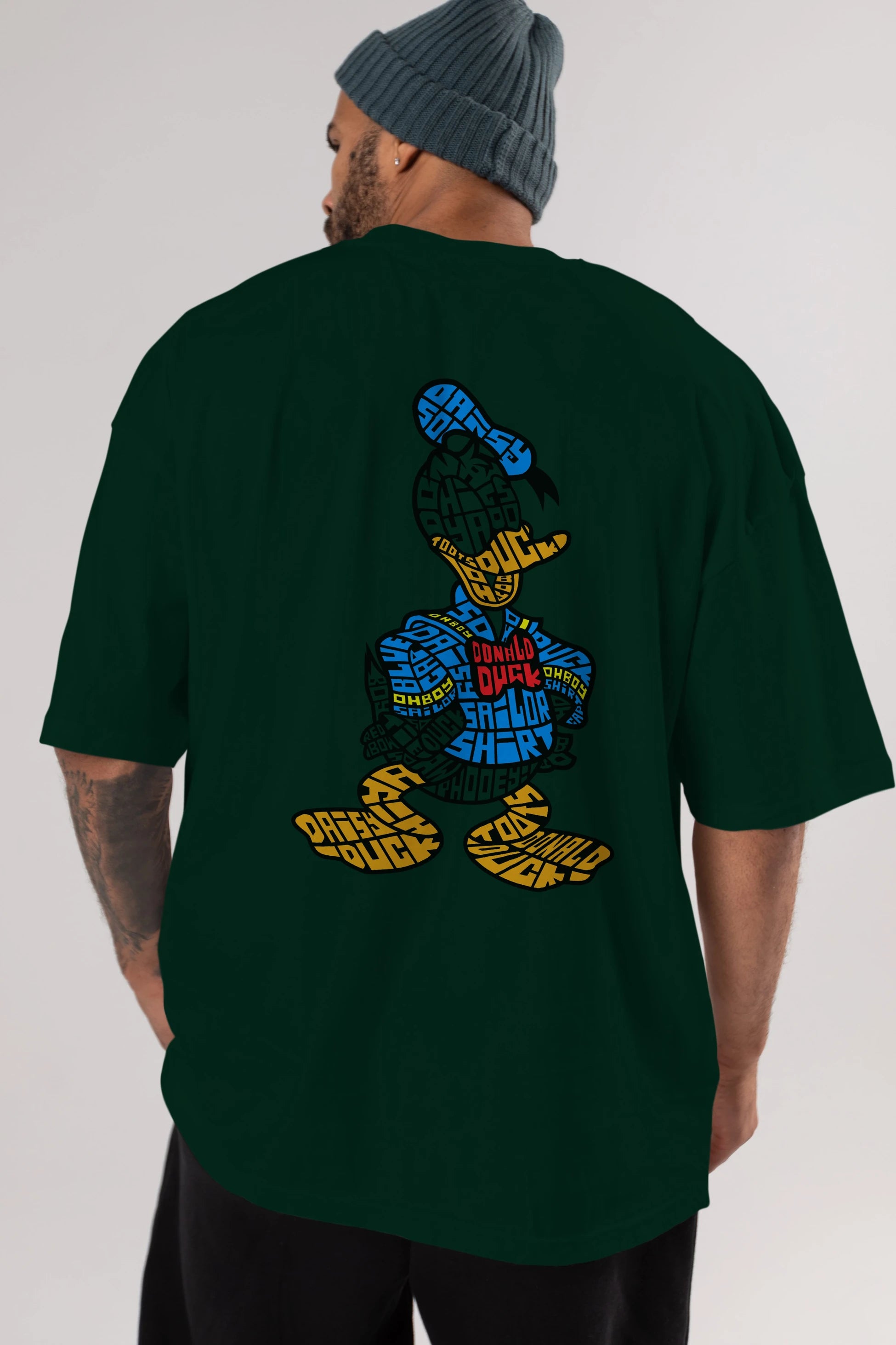 Donald Arka Baskılı Oversize t-shirt %100 pamuk Erkek Kadın Unisex