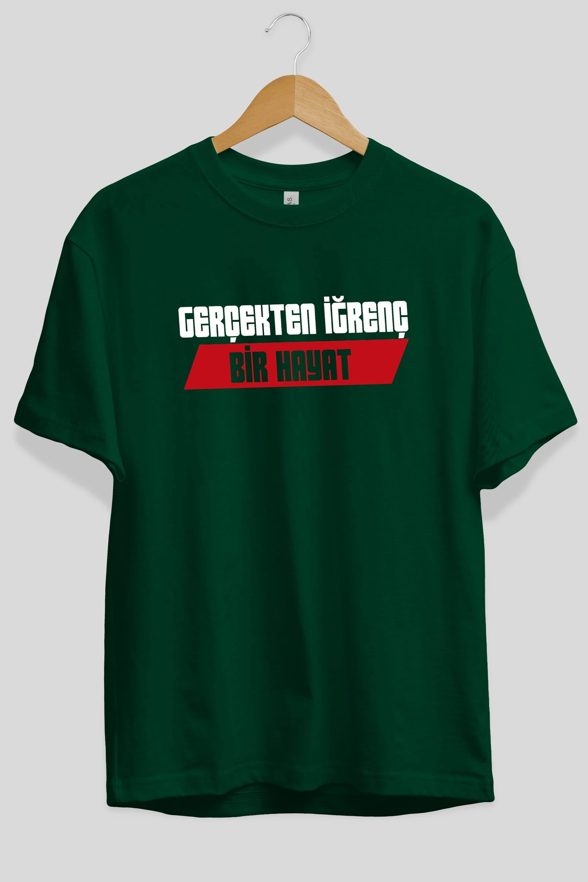 Gerçekte İğrenç Bir Hayat2 Ön Baskılı Oversize t-shirt %100 pamuk Erkek Kadın Unisex