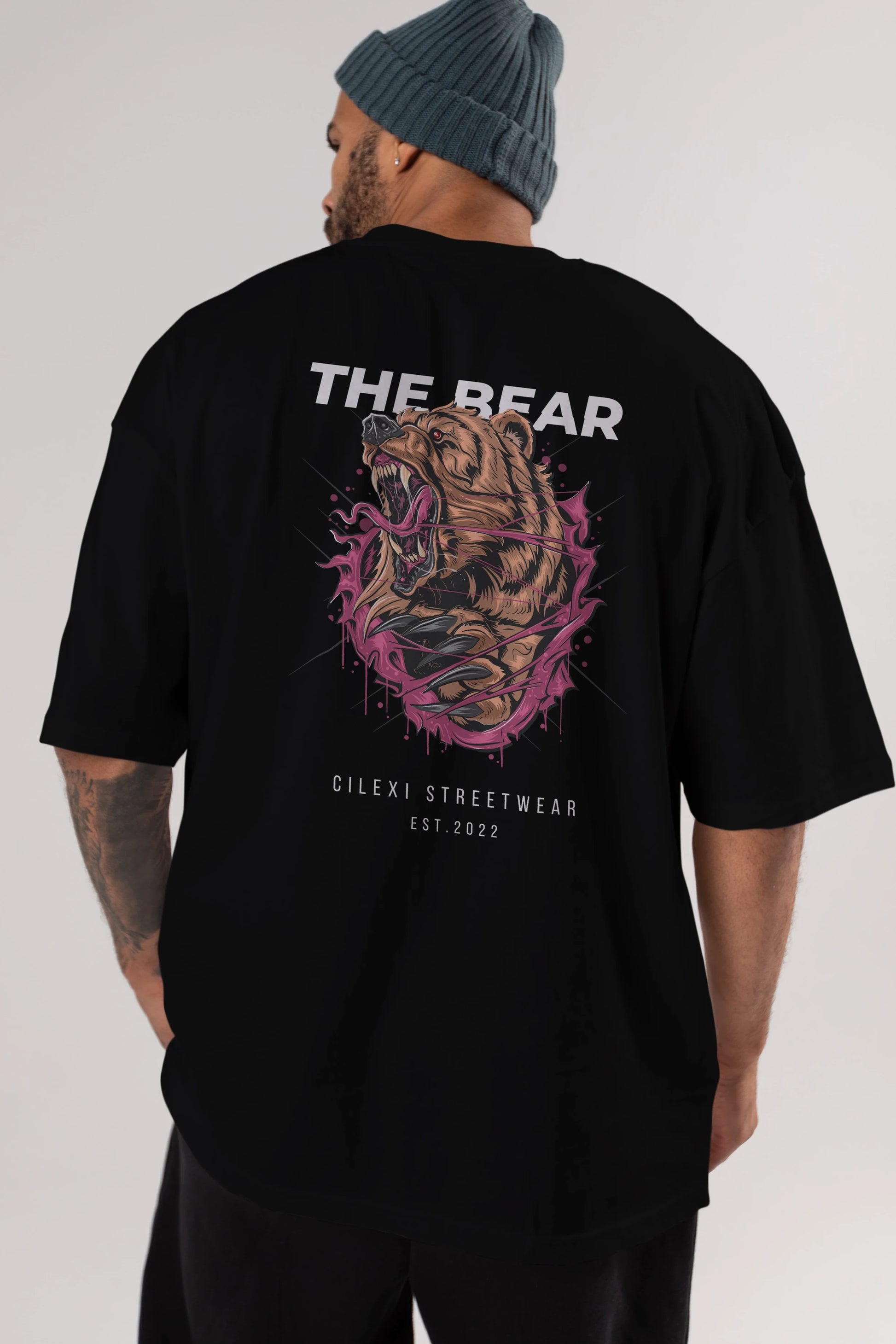 The Bear Arka Baskılı Oversize t-shirt Erkek Kadın Unisex
