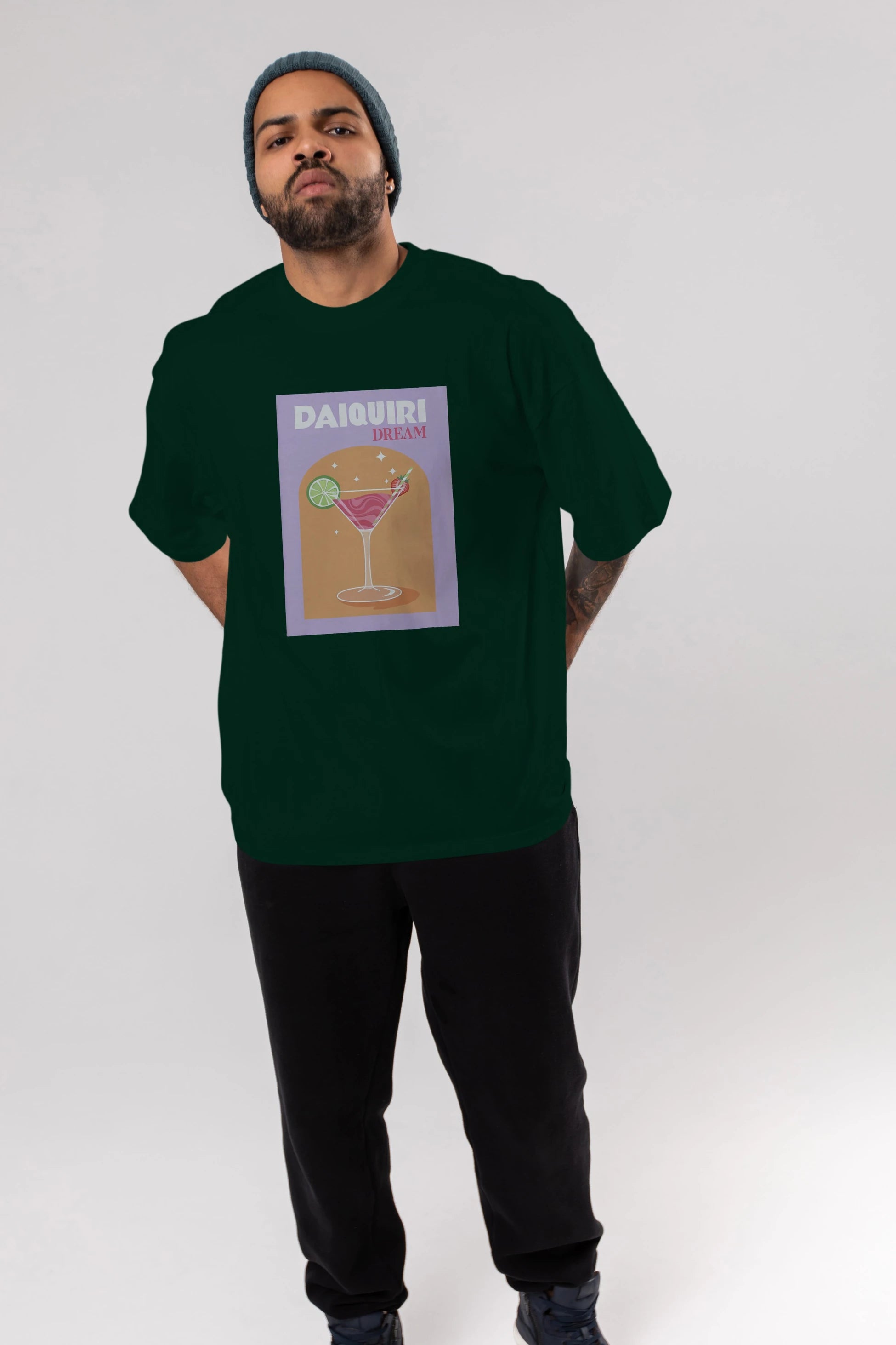 Daiquiri Dream Ön Baskılı Oversize t-shirt Erkek Kadın Unisex %100 Pamuk Bisiklet Yaka tişort