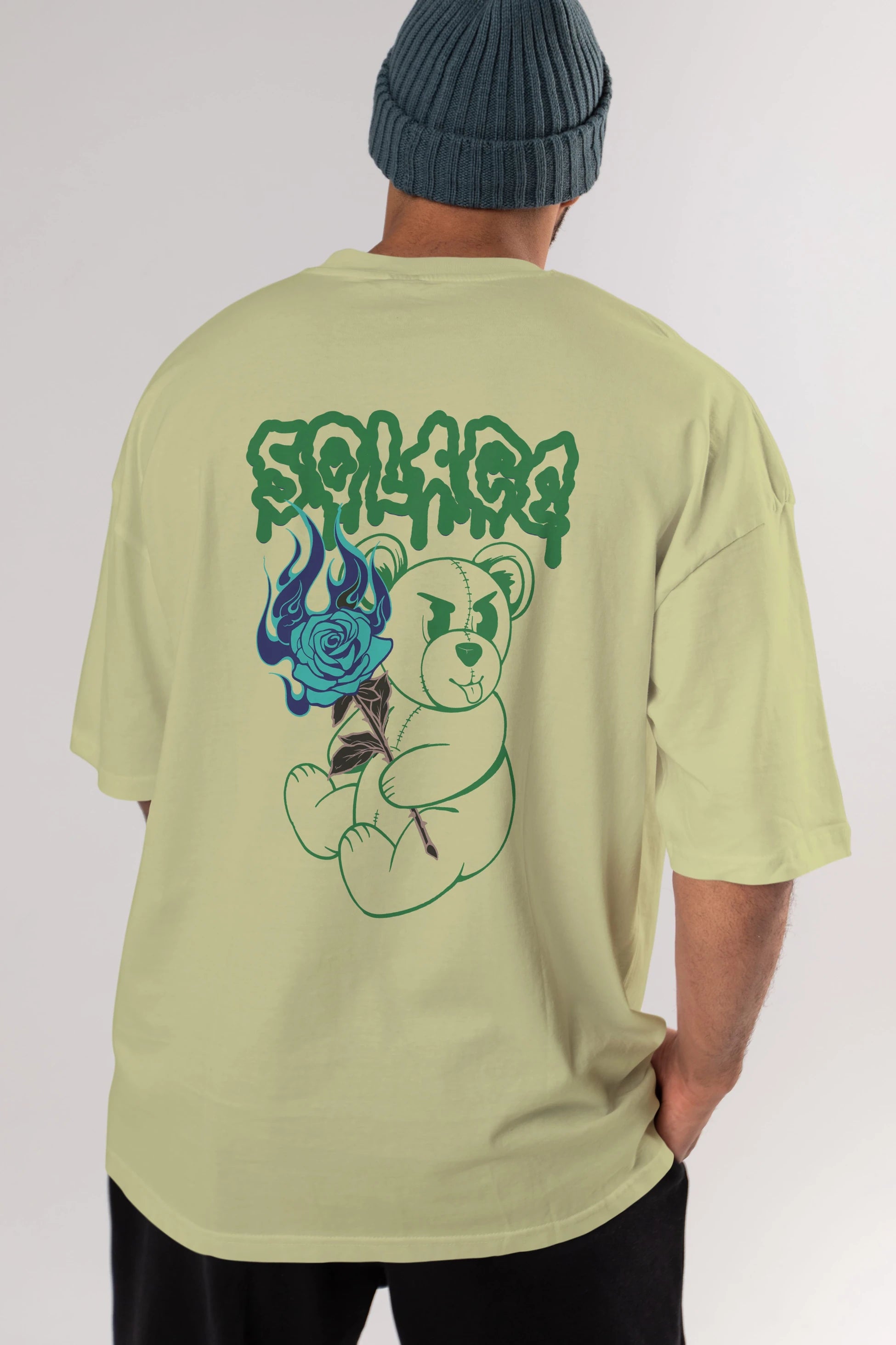 Solage Bear Arka Baskılı Oversize t-shirt Erkek Kadın Unisex