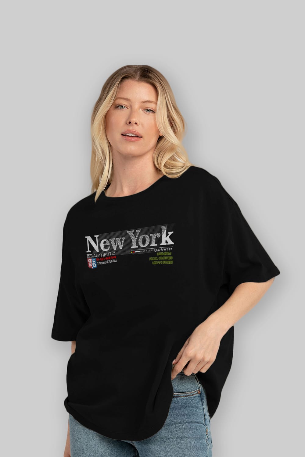 New York 96 Ön Baskılı Oversize t-shirt Erkek Kadın Unisex
