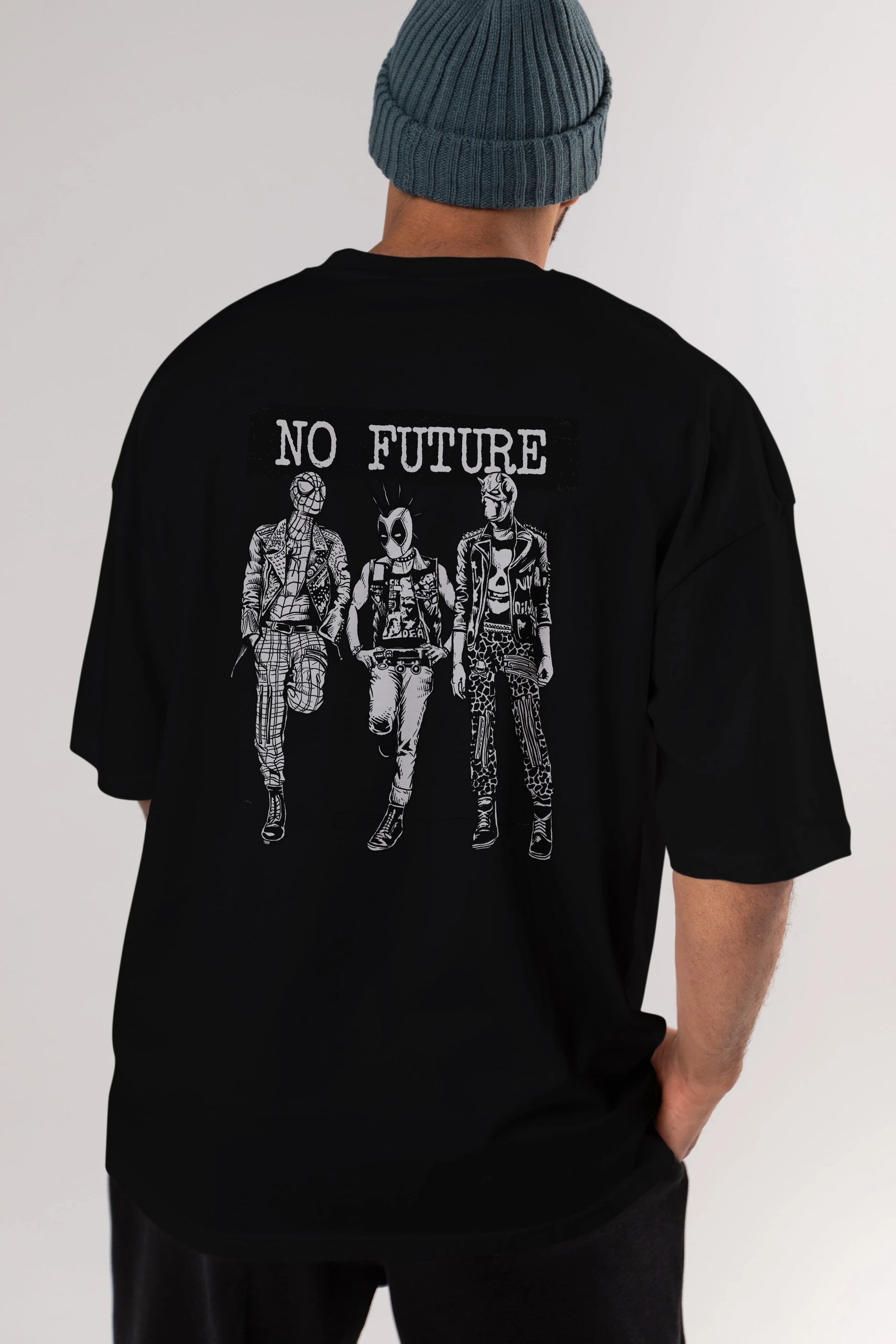 No Future Arka Baskılı Oversize t-shirt Erkek Kadın Unisex %100 Pamuk