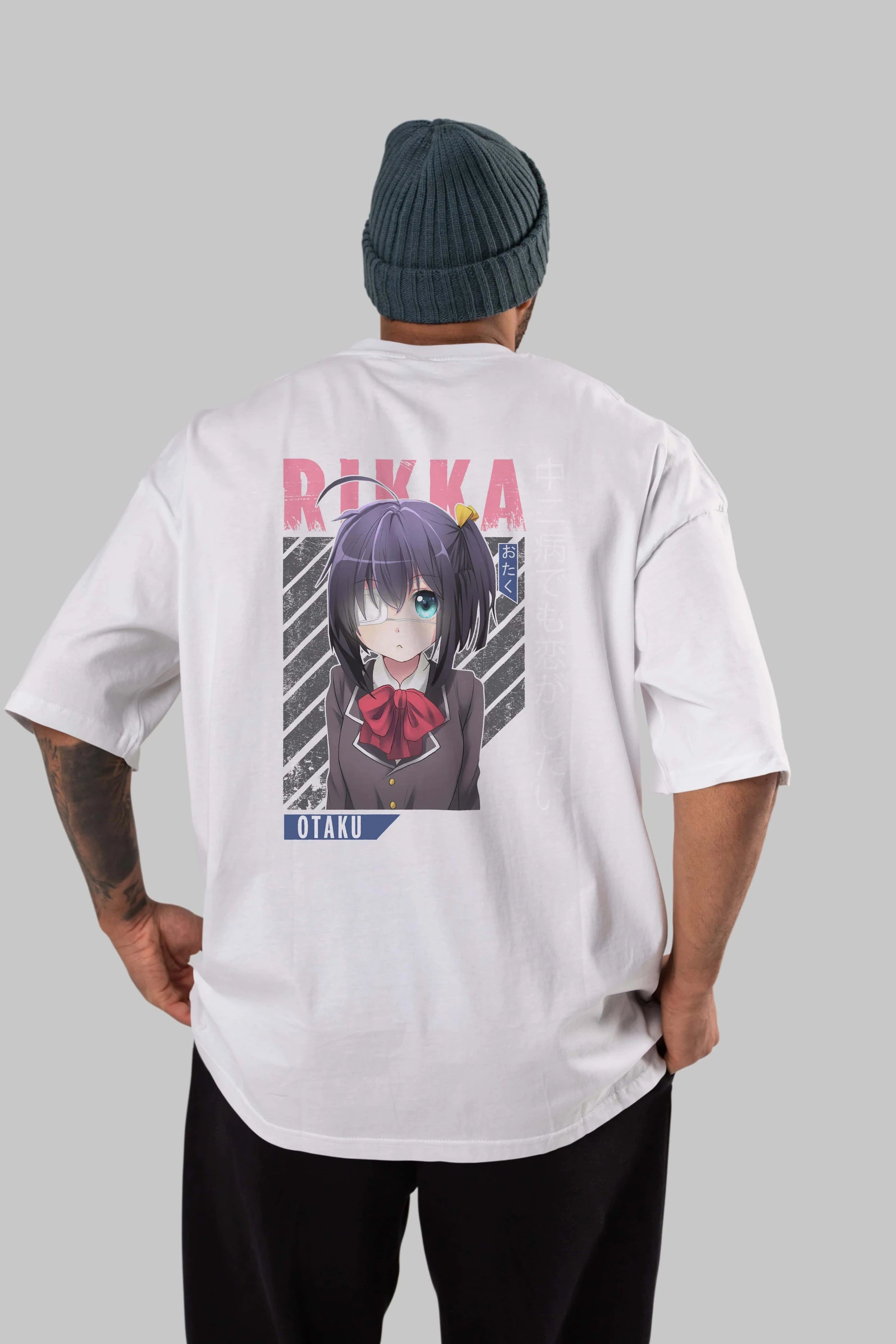 Rikka Takanashi 9 Anime Arka Baskılı Oversize t-shirt Erkek Kadın Unisex