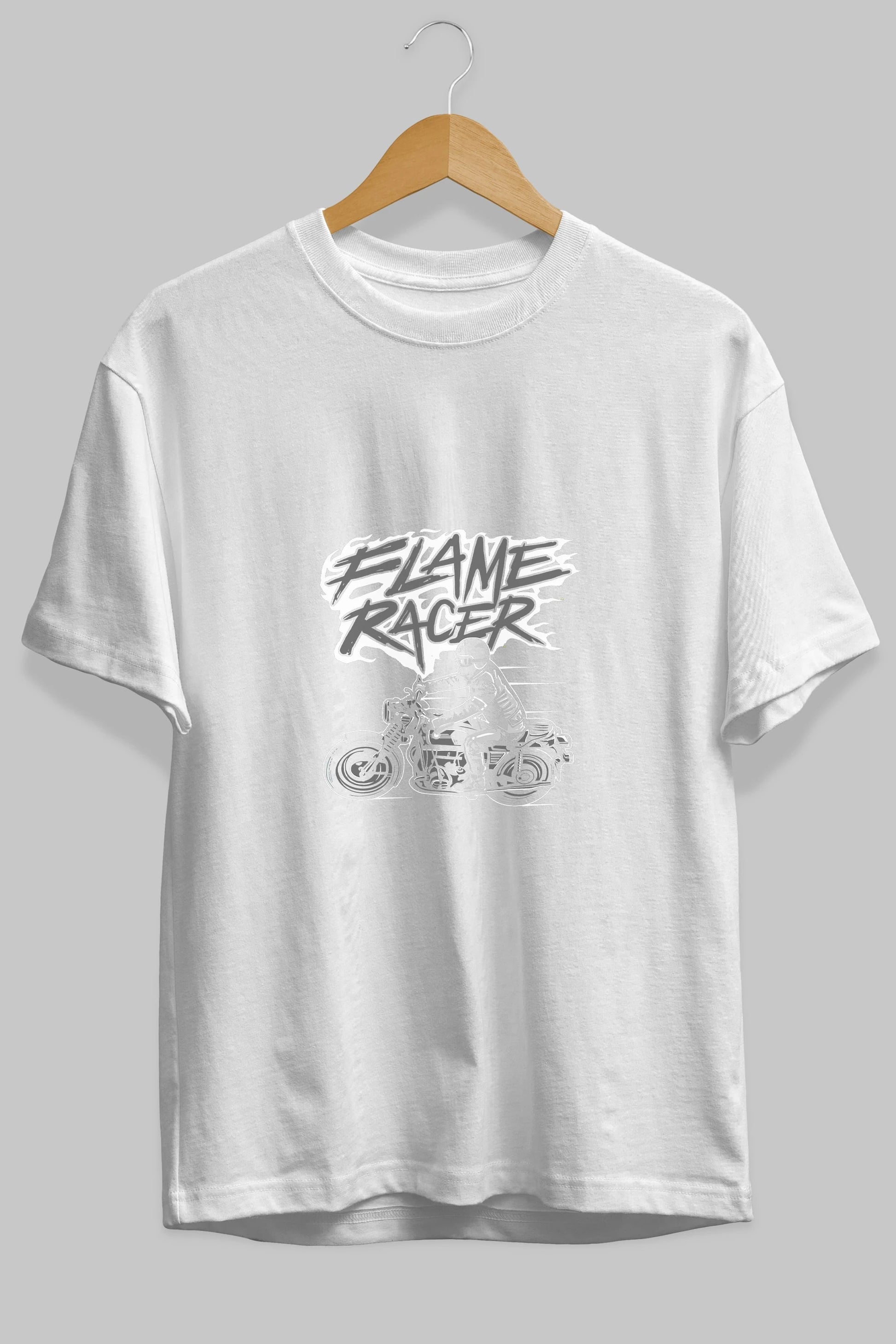 Flame Racer Ön Baskılı Oversize t-shirt Erkek Kadın Unisex %100 Pamuk tişort