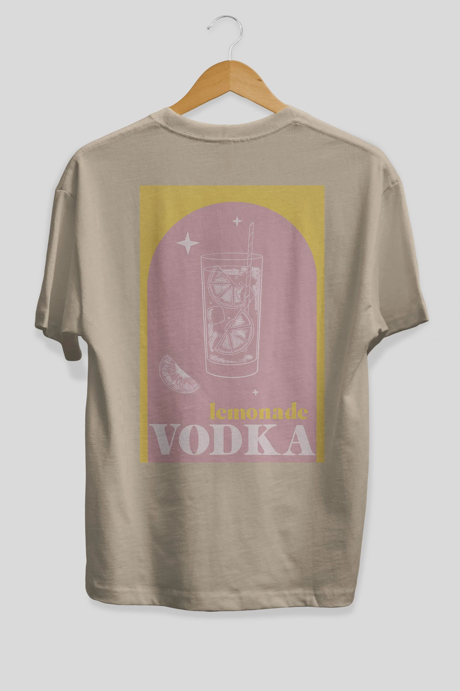 Vodka Limon Arka Baskılı Oversize t-shirt Erkek Kadın Unisex %100 Pamuk Bisiklet Yaka tişort