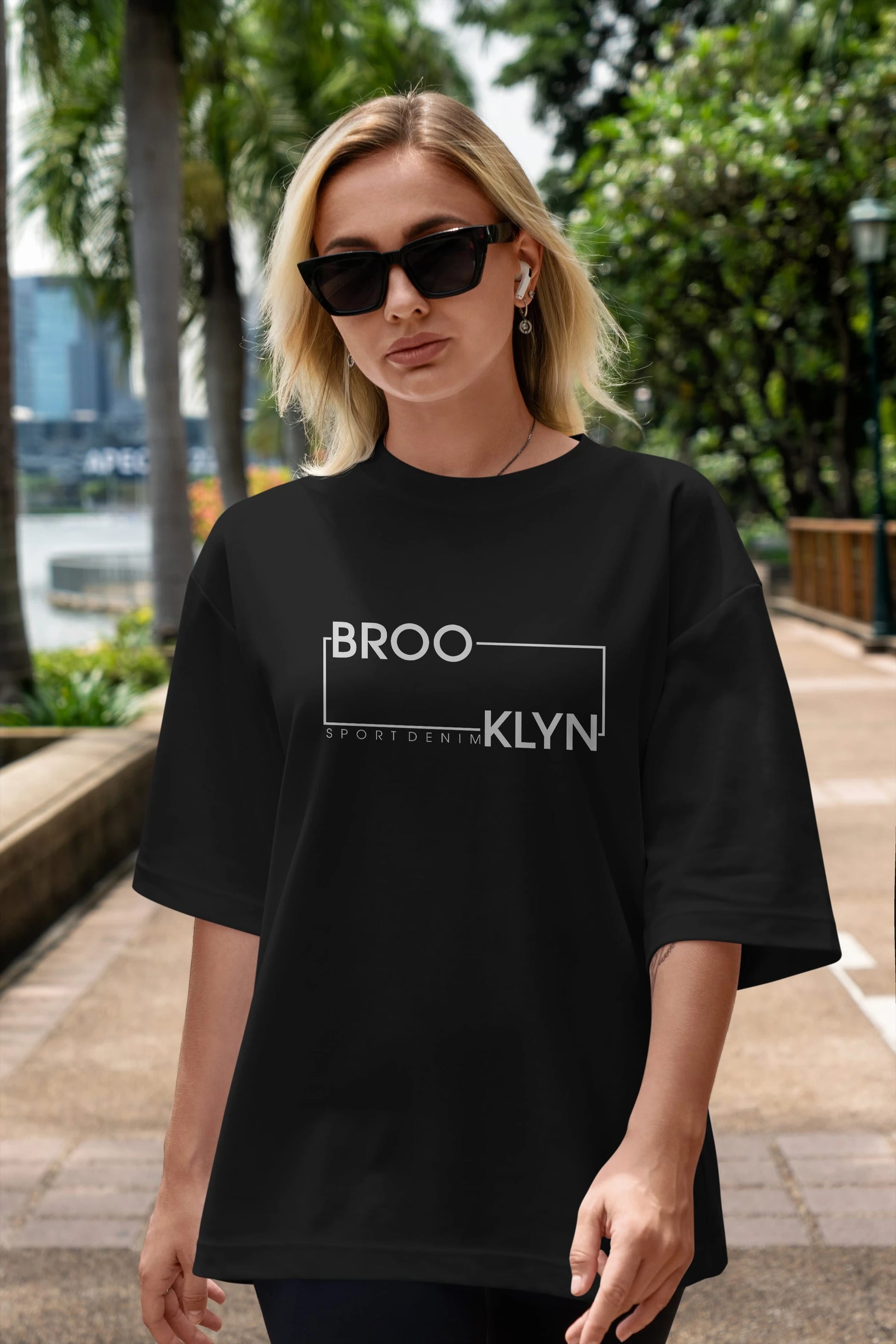Brooklyn Sport Ön Baskılı Oversize t-shirt Erkek Kadın Unisex