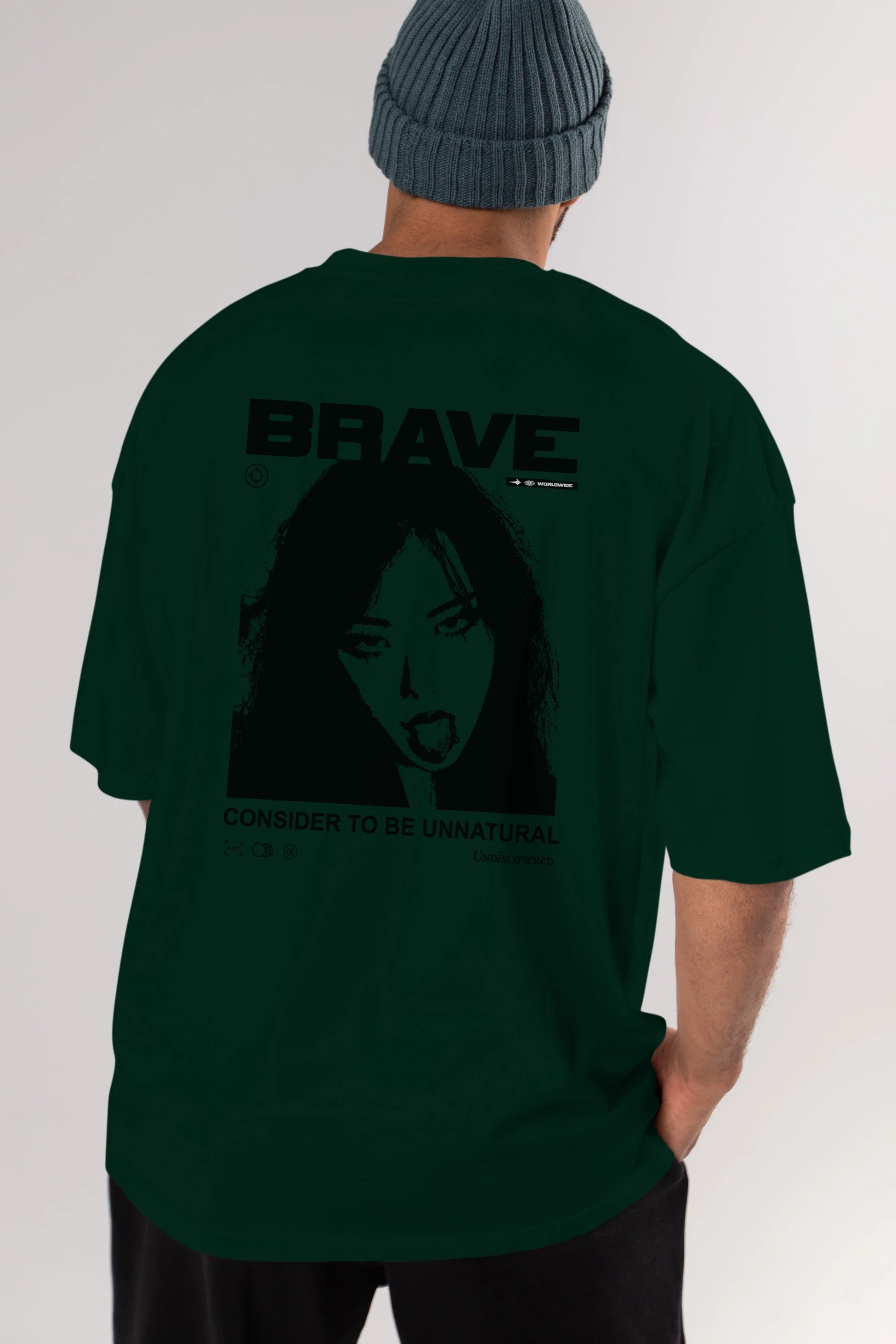 Brave Arka Baskılı Oversize t-shirt Erkek Kadın Unisex