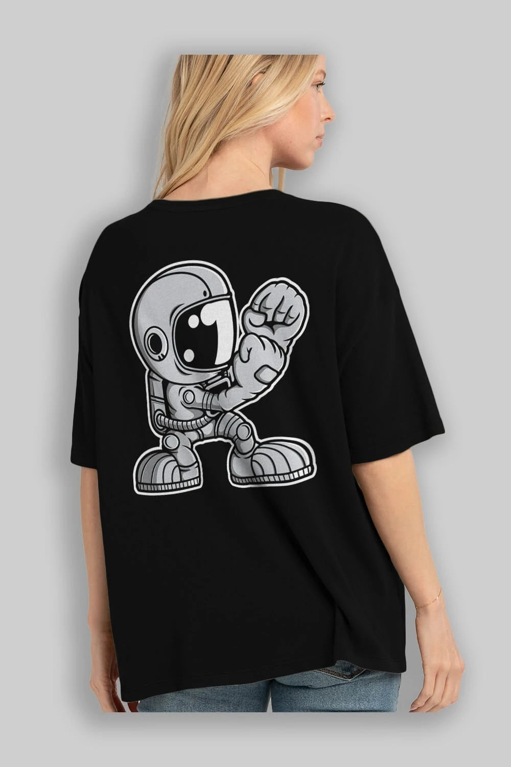 Astronaut Fighting Irish Arka Baskılı Oversize t-shirt Erkek Kadın Unisex
