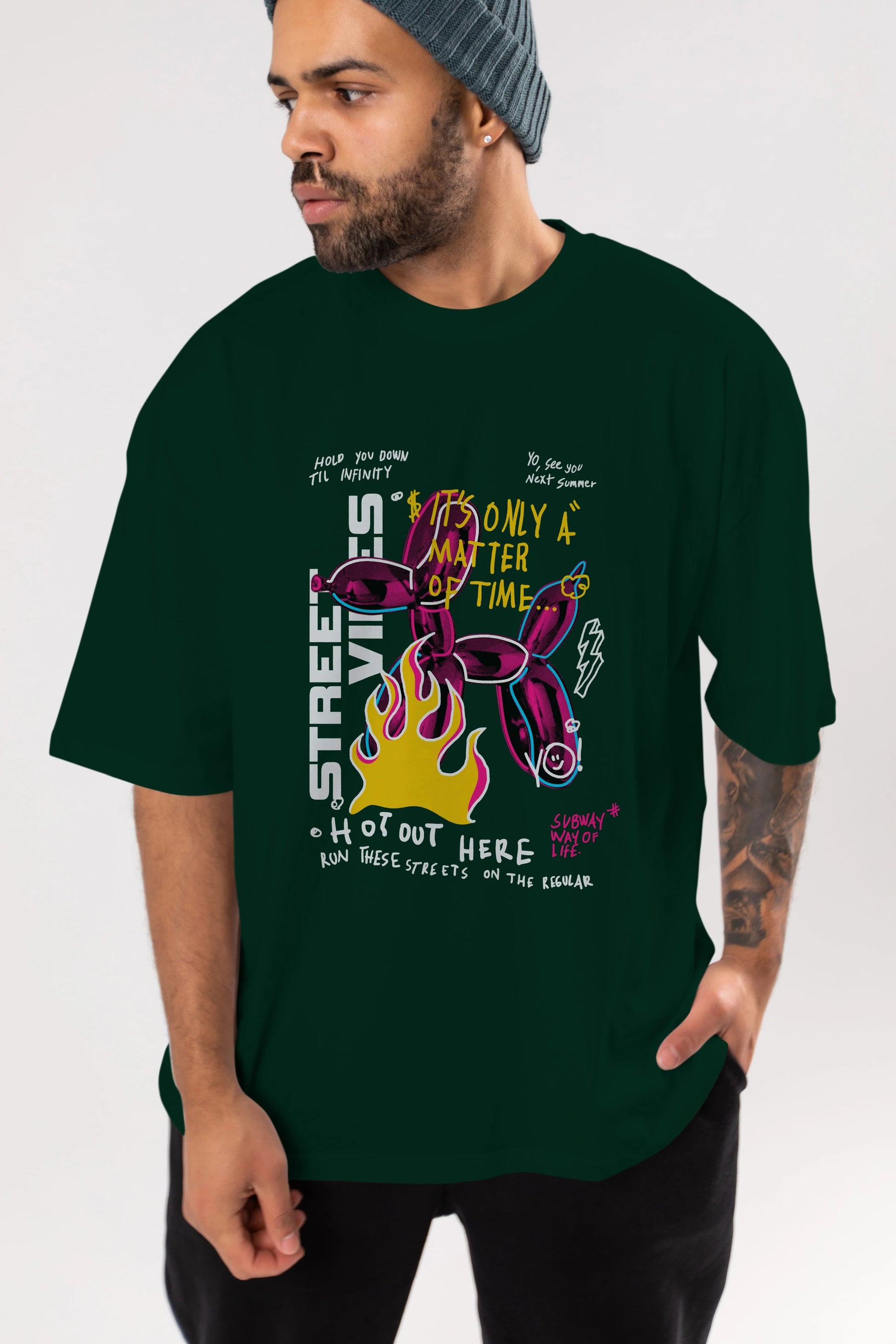 Street Vibes Ön Baskılı Oversize t-shirt Erkek Kadın Unisex