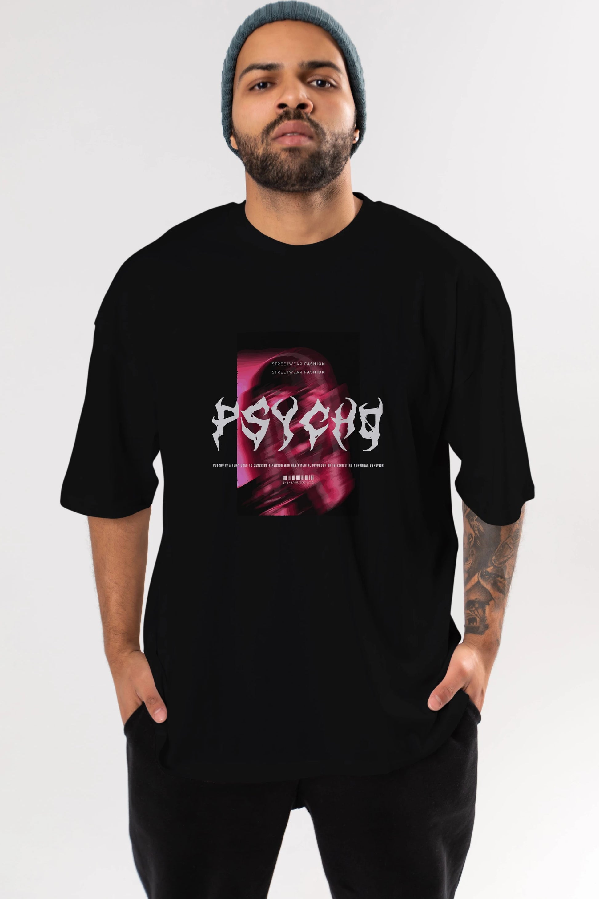 Psycho Streetwear Ön Baskılı Oversize t-shirt Erkek Kadın Unisex