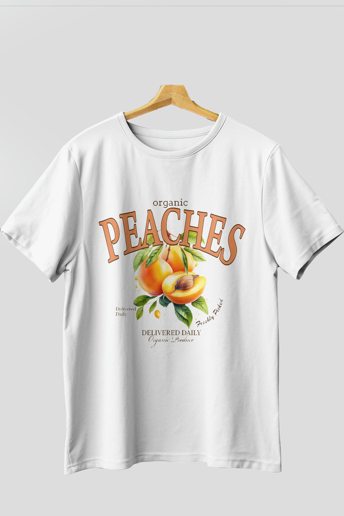 Peaches Ön Baskılı Oversize t-shirt Erkek Kadın Pamuk Bisiklet Yaka tişort