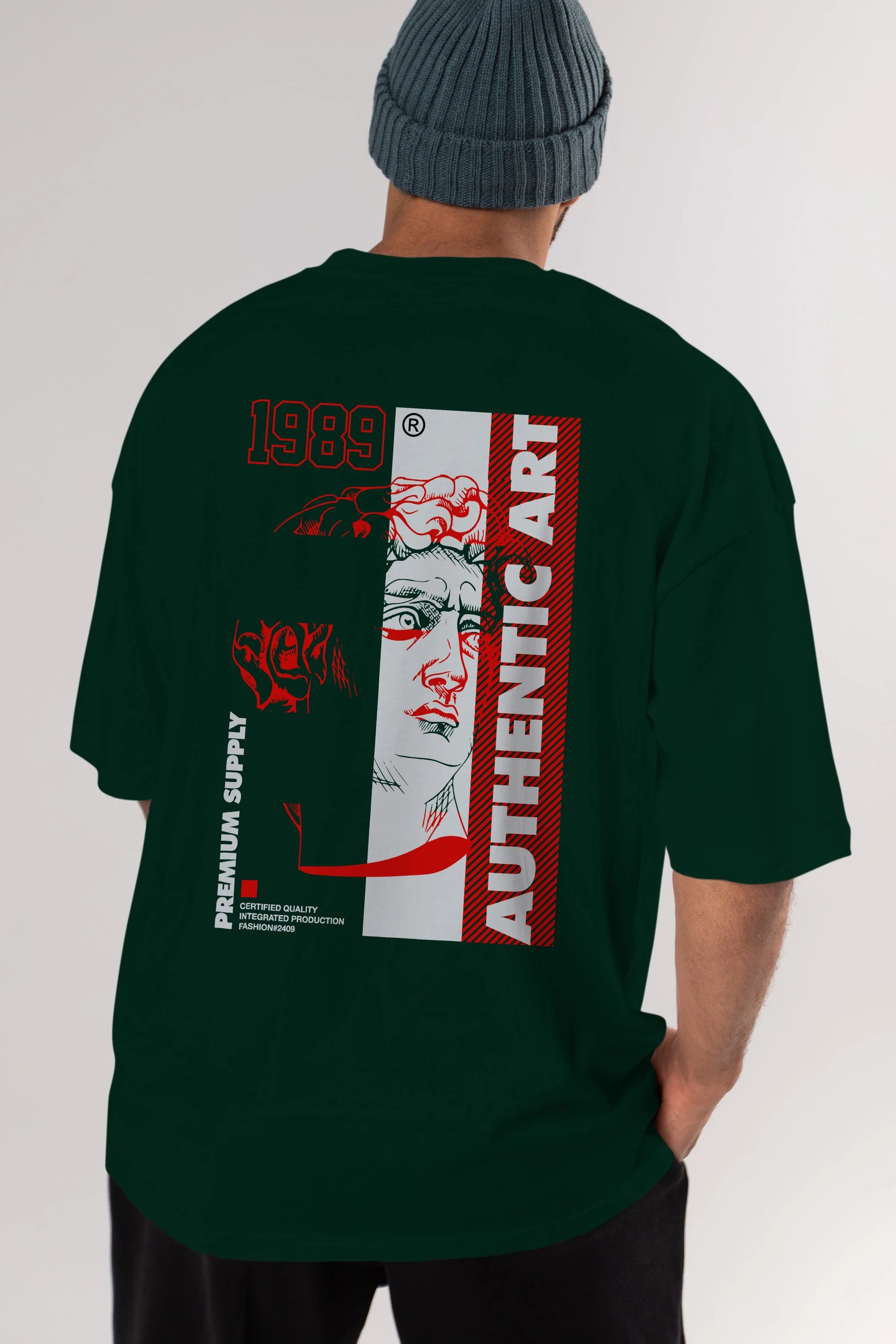 Authentic Art Arka Baskılı Oversize t-shirt Erkek Kadın Unisex