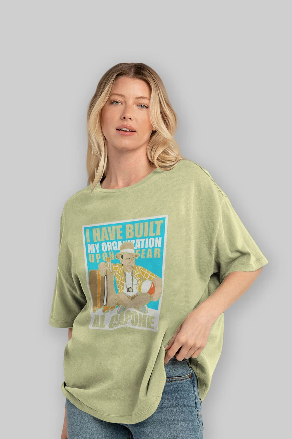 Al Capone Holiday Ön Baskılı Oversize t-shirt Erkek Kadın Unisex %100 Pamuk tişort