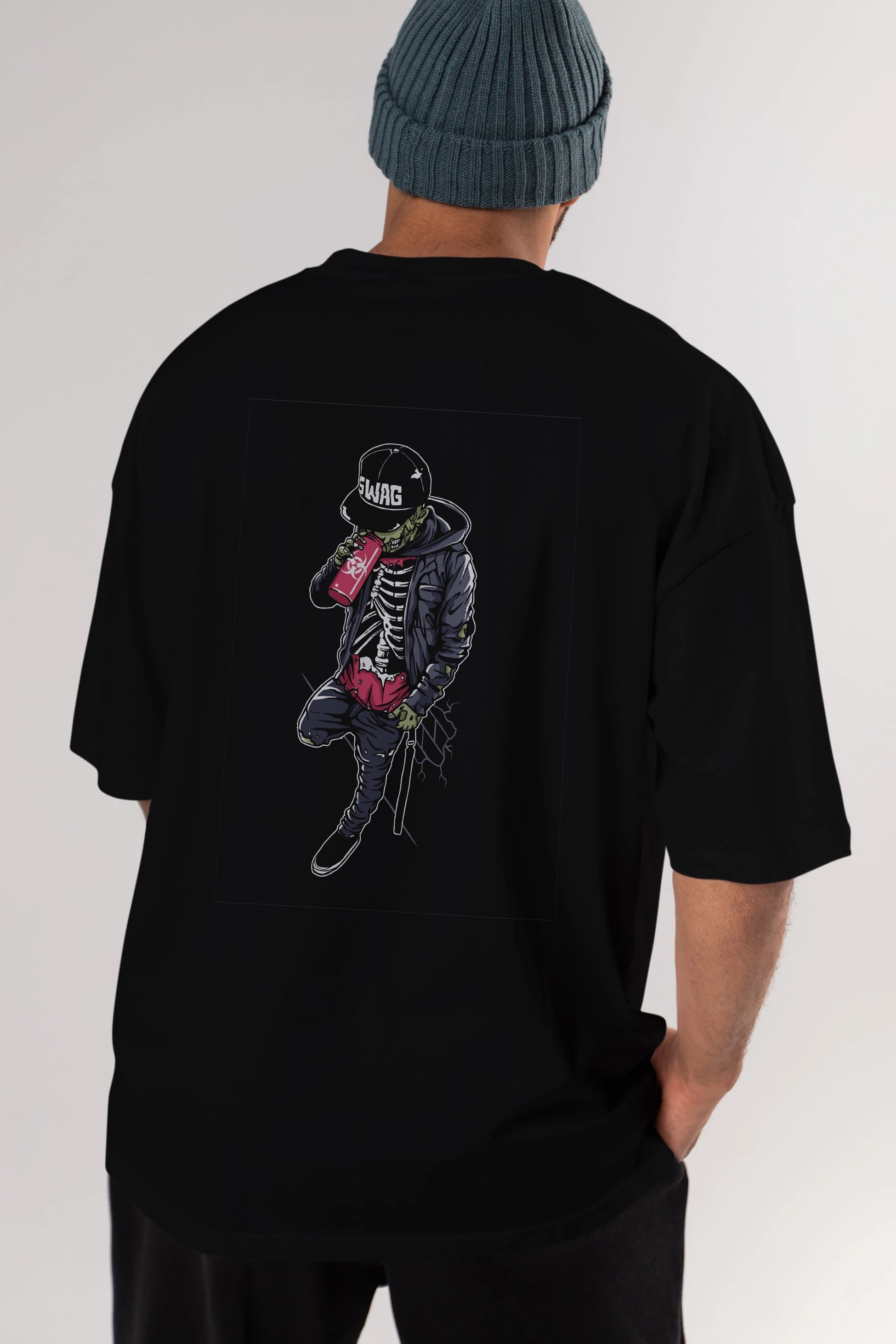 Zombie Swag Arka Baskılı Oversize t-shirt Erkek Kadın Unisex %100 Pamuk