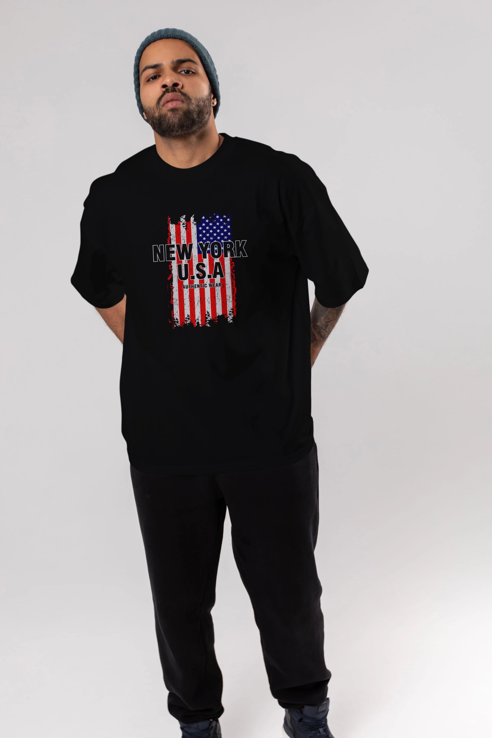New York Usa Ön Baskılı Oversize t-shirt Erkek Kadın Unisex