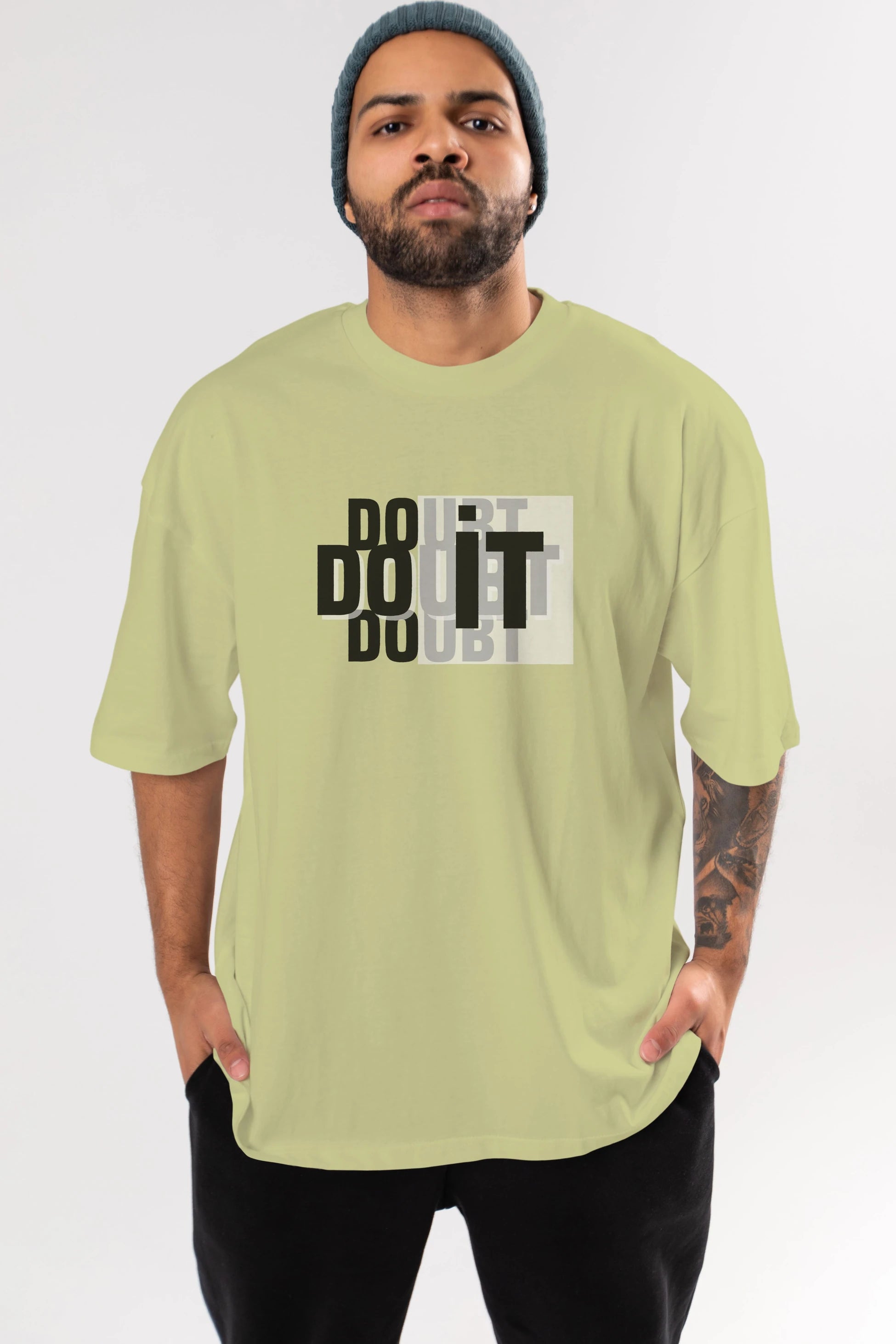 Do it Yazılı Ön Baskılı Oversize t-shirt Erkek Kadın Unisex