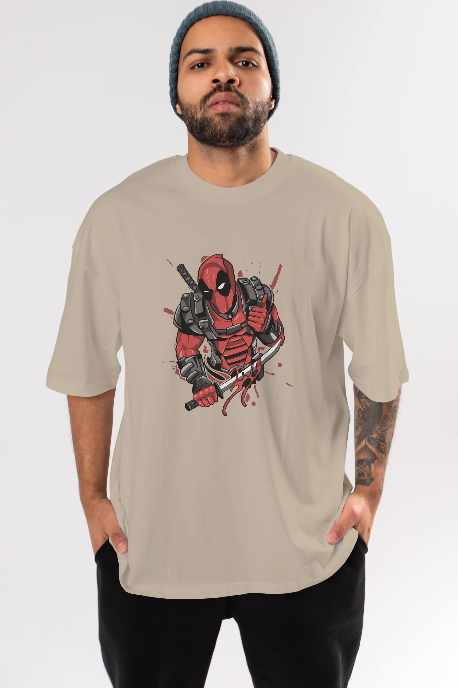 Deadpool (12) Ön Baskılı Oversize t-shirt Erkek Kadın Unisex %100 Pamuk Bisiklet Yaka tişort