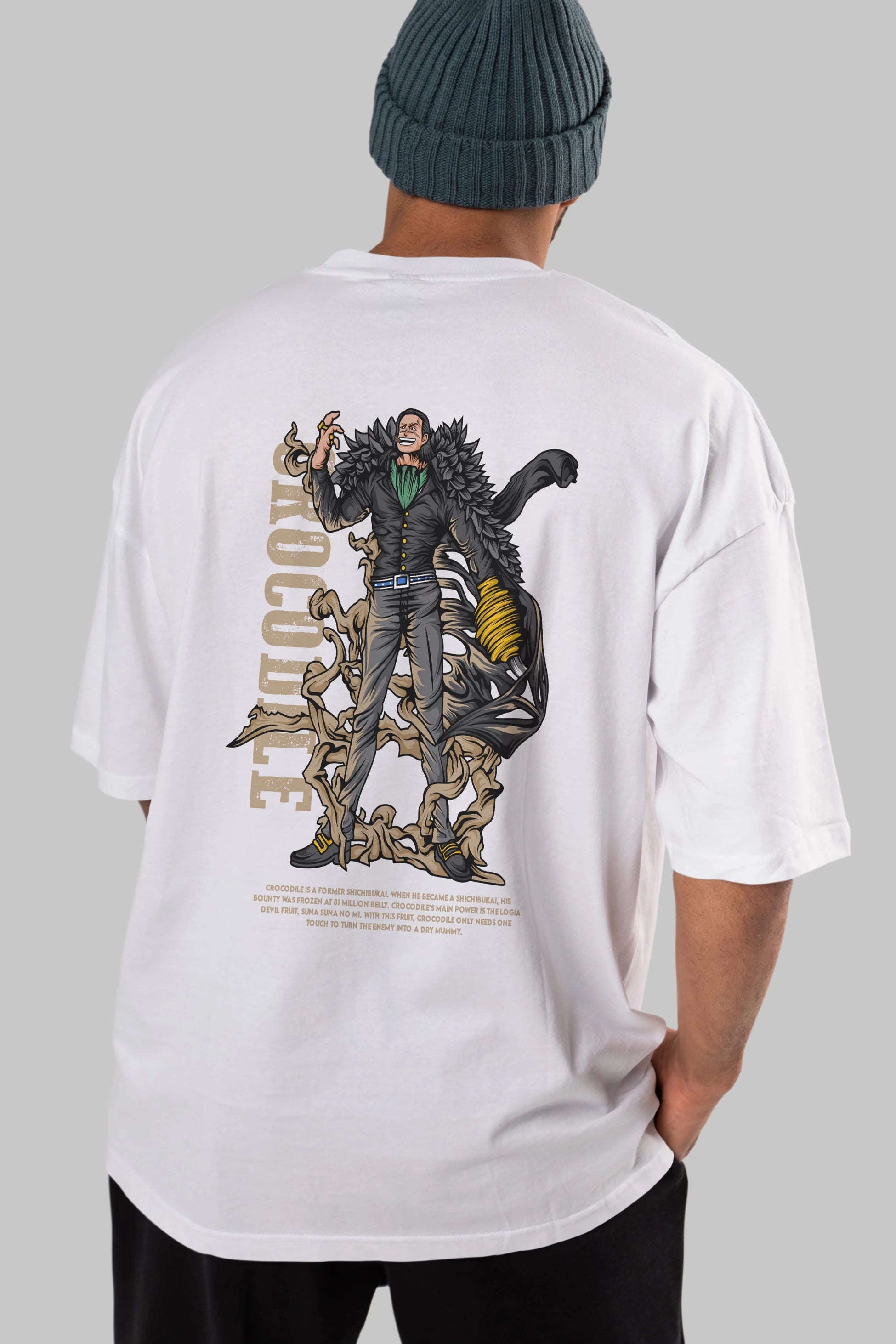 Crocodile Anime Arka Baskılı Oversize t-shirt Erkek Kadın Unisex
