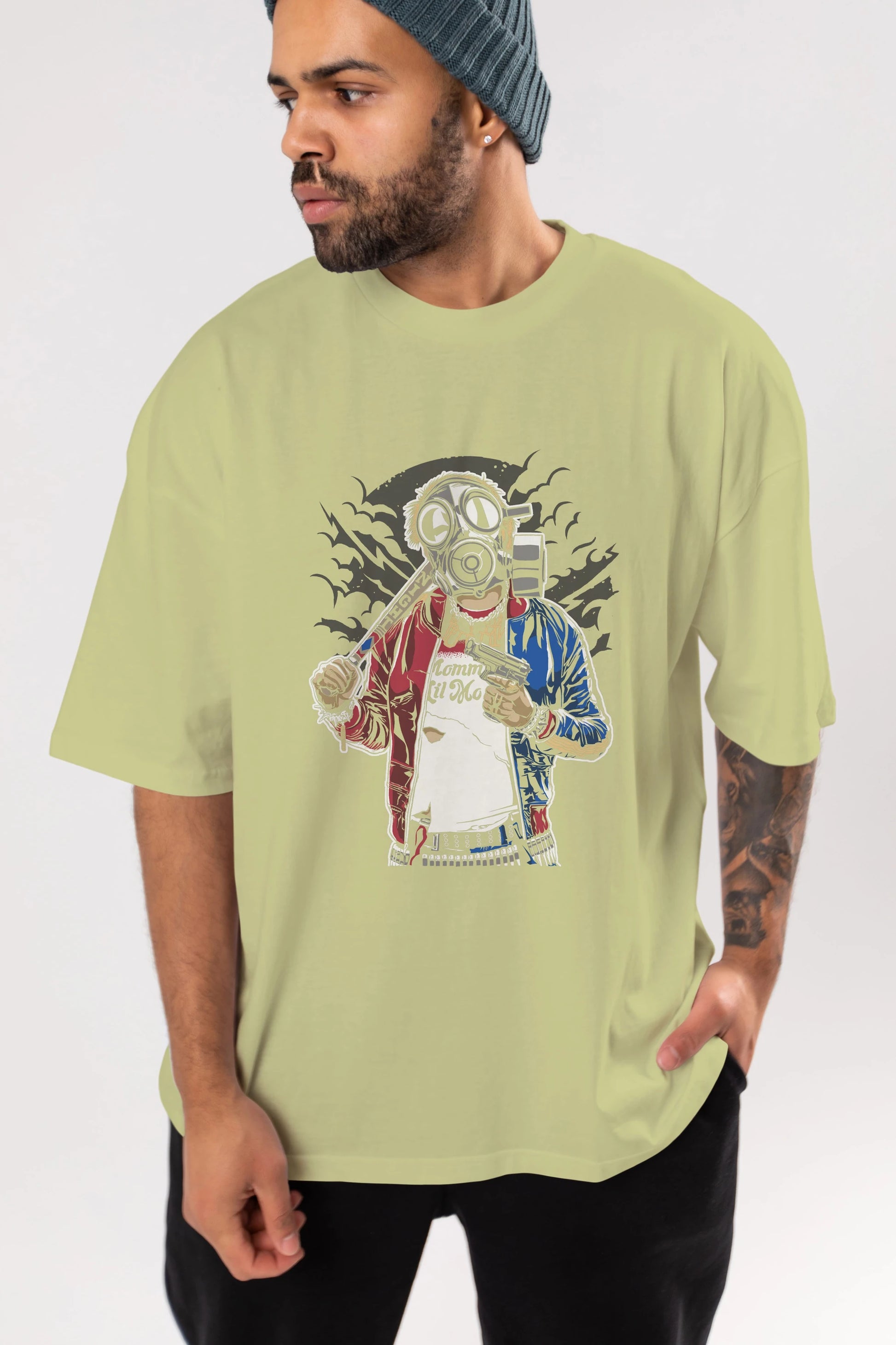 Suicide Gasmask Ön Baskılı Oversize t-shirt Erkek Kadın Unisex %100 Pamuk tişort