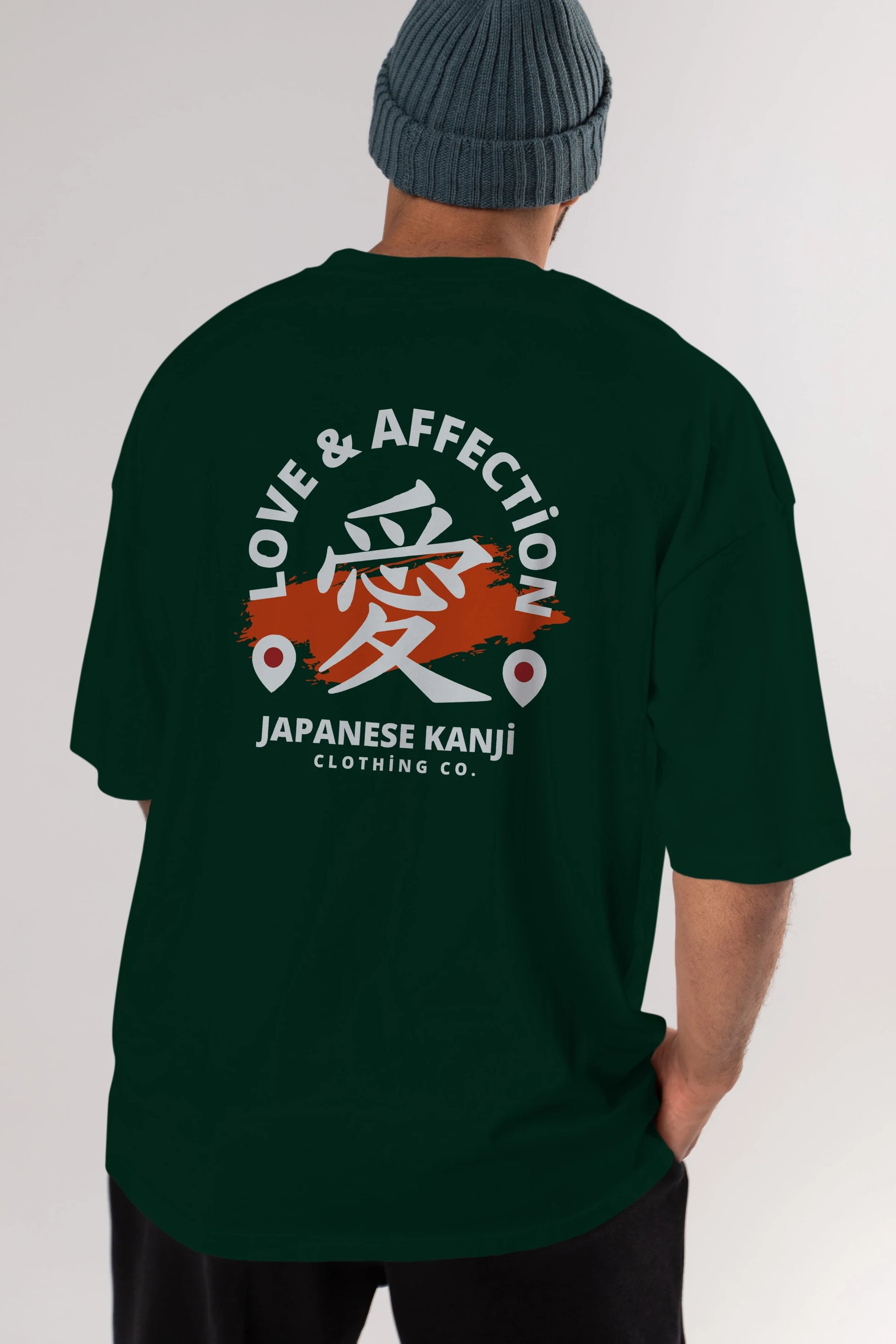 Love Affection Japanese Yazılı Arka Baskılı Oversize t-shirt Erkek Kadın Unisex