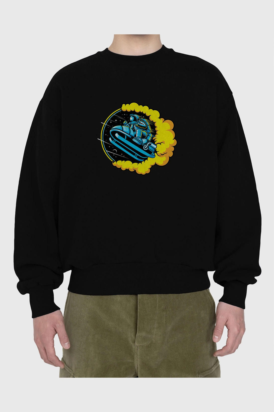 Astrojump with Snowmobile Ön Baskılı Oversize Sweatshirt Erkek Kadın Unisex