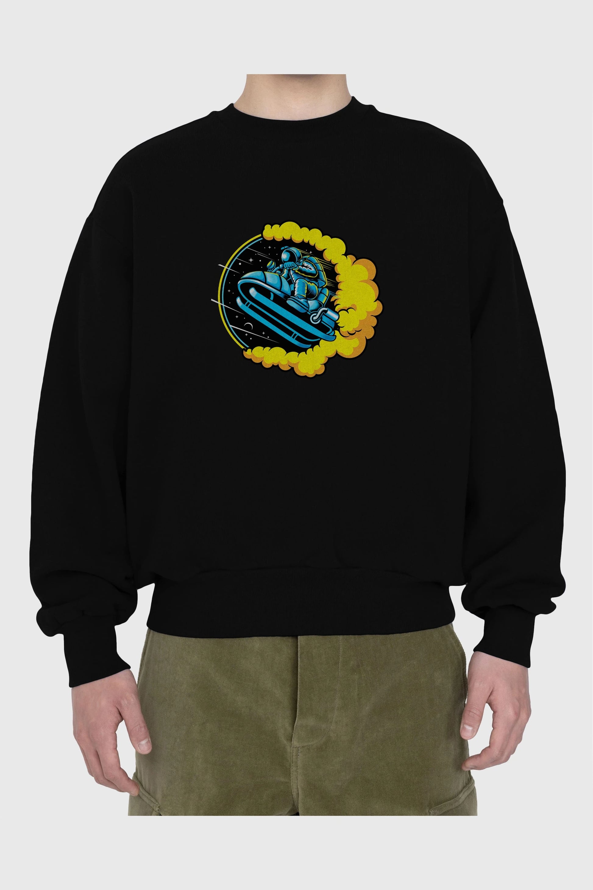Astrojump with Snowmobile Ön Baskılı Oversize Sweatshirt Erkek Kadın Unisex
