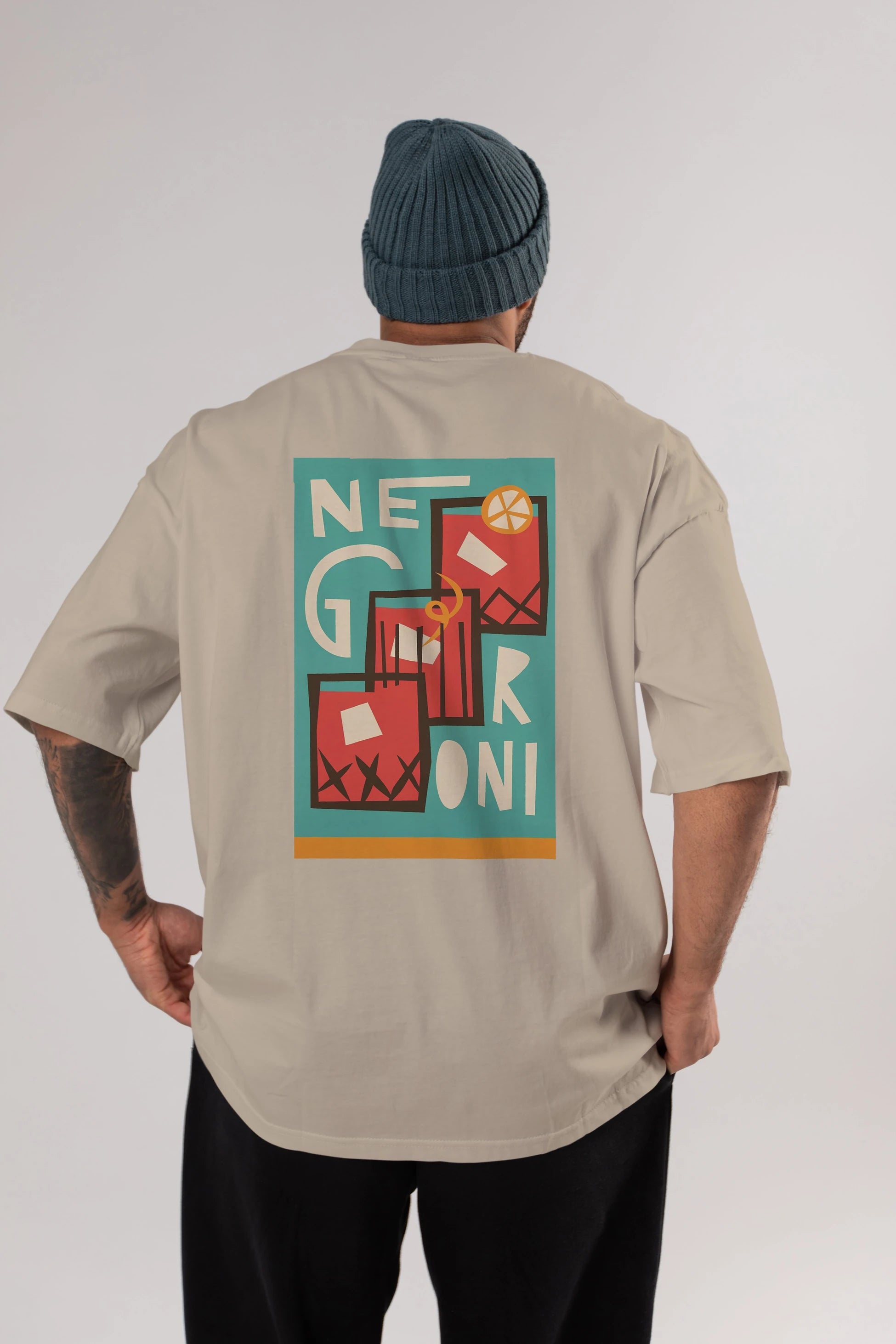 Negroni 3 Arka Baskılı Oversize t-shirt Erkek Kadın Unisex %100 Pamuk Bisiklet Yaka tişort