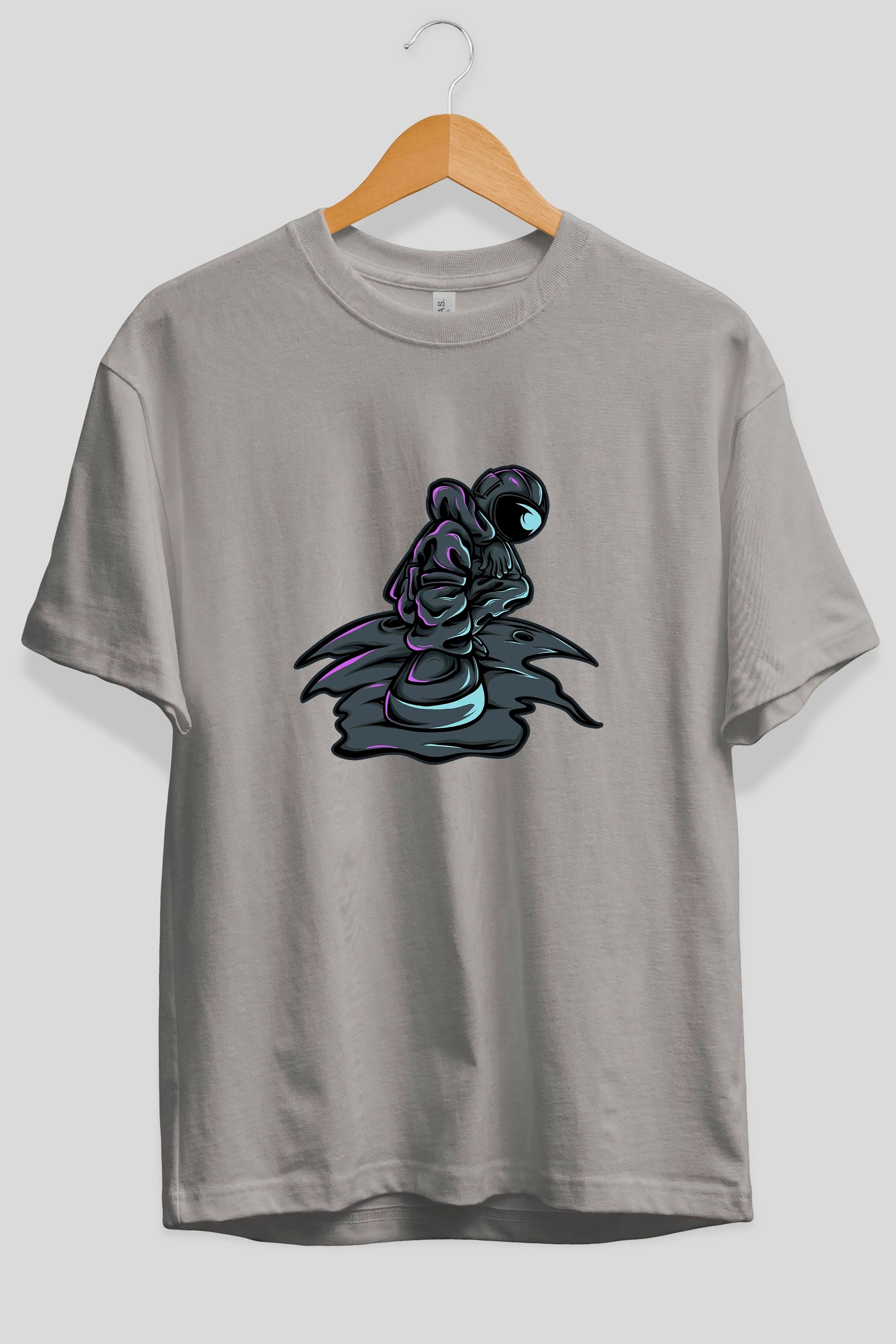Stylish Astronaut Ön Baskılı Oversize t-shirt Erkek Kadın Unisex