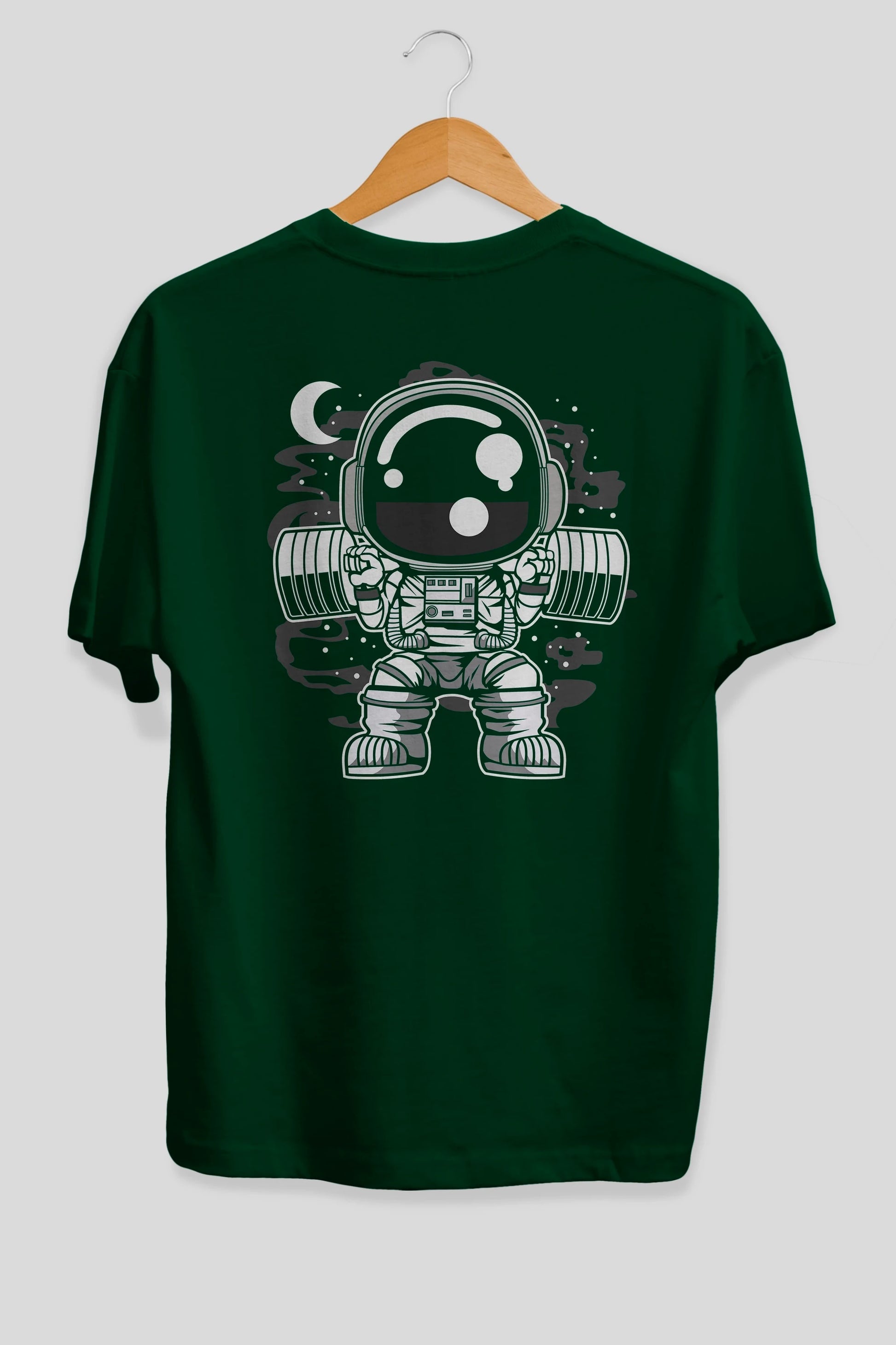 Astronaut Barbell Body Builder Arka Baskılı Oversize t-shirt Erkek Kadın Unisex