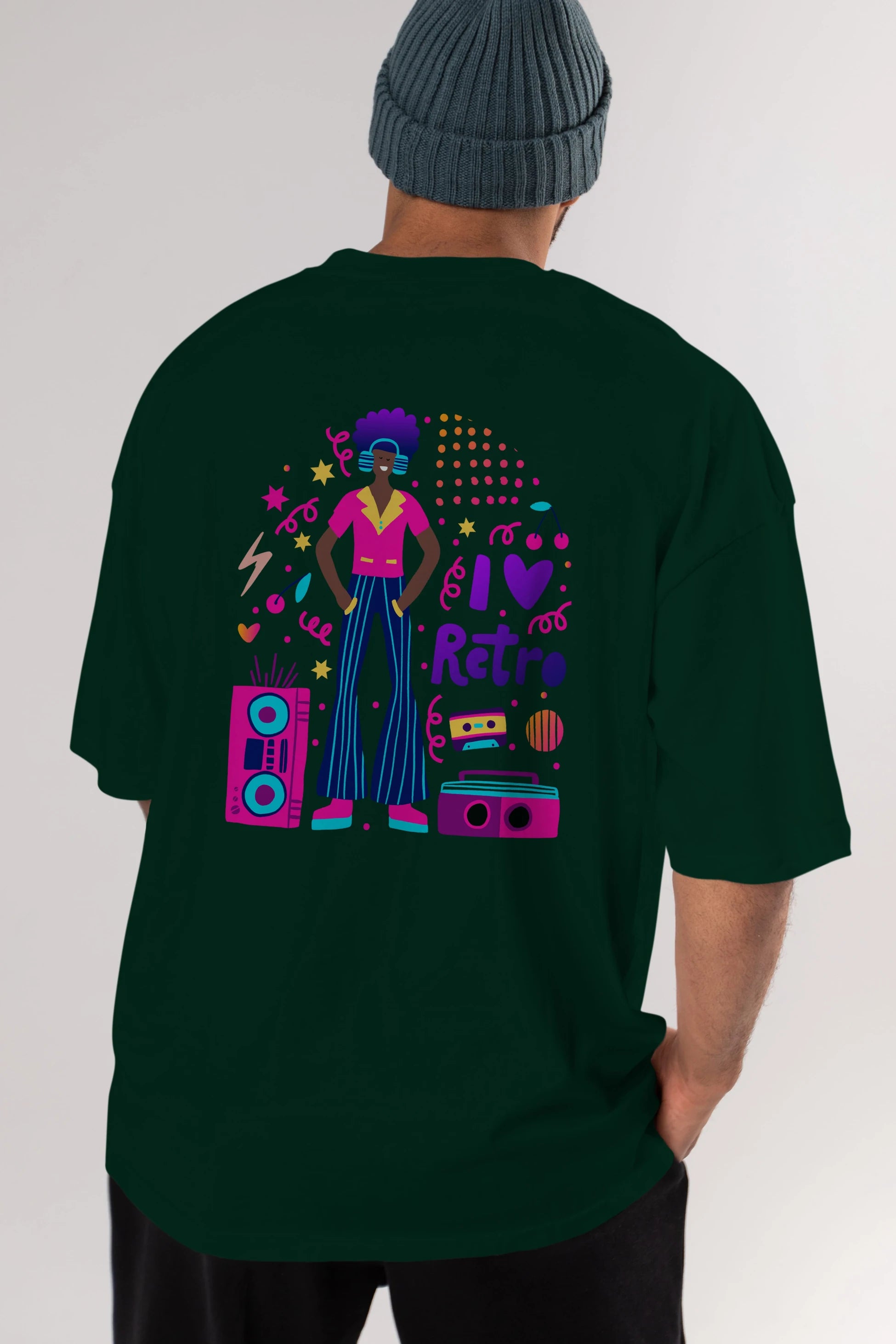 Retro Boy Party Arka Baskılı Oversize t-shirt Erkek Kadın Unisex