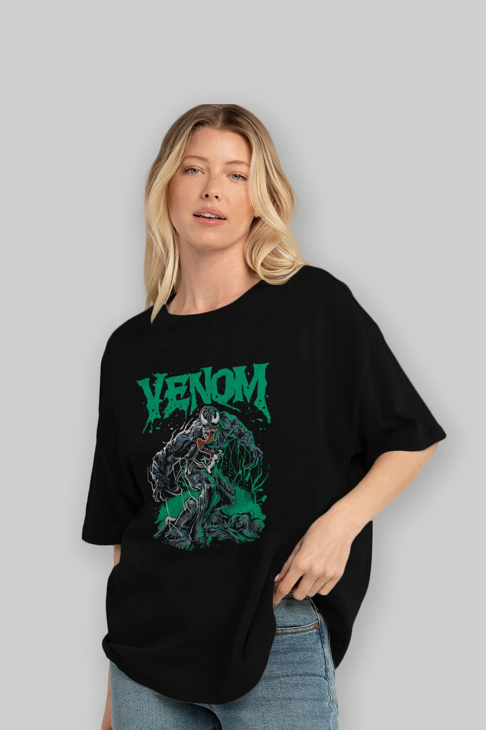 Venom (3) Ön Baskılı Oversize t-shirt Erkek Kadın Unisex %100 Pamuk Bisiklet Yaka tişort