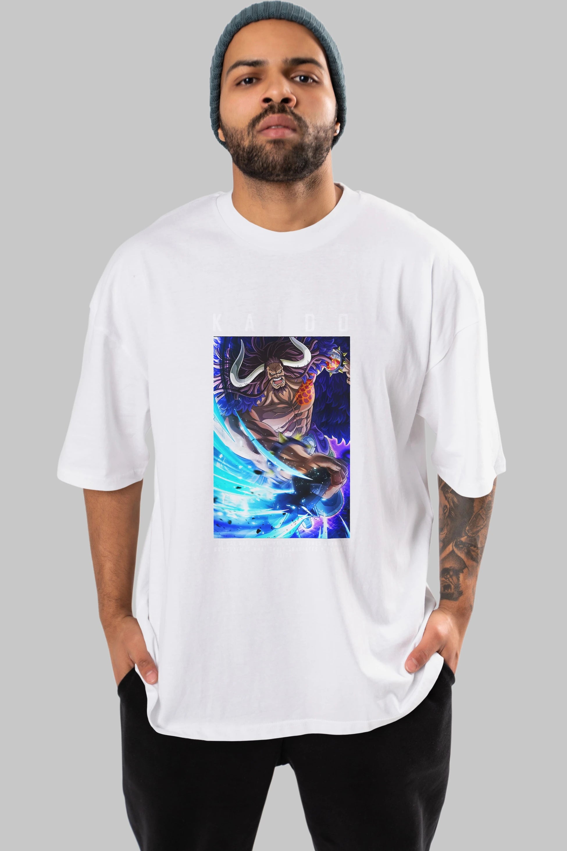 Kaido 2 Anime Ön Baskılı Oversize t-shirt Erkek Kadın Unisex