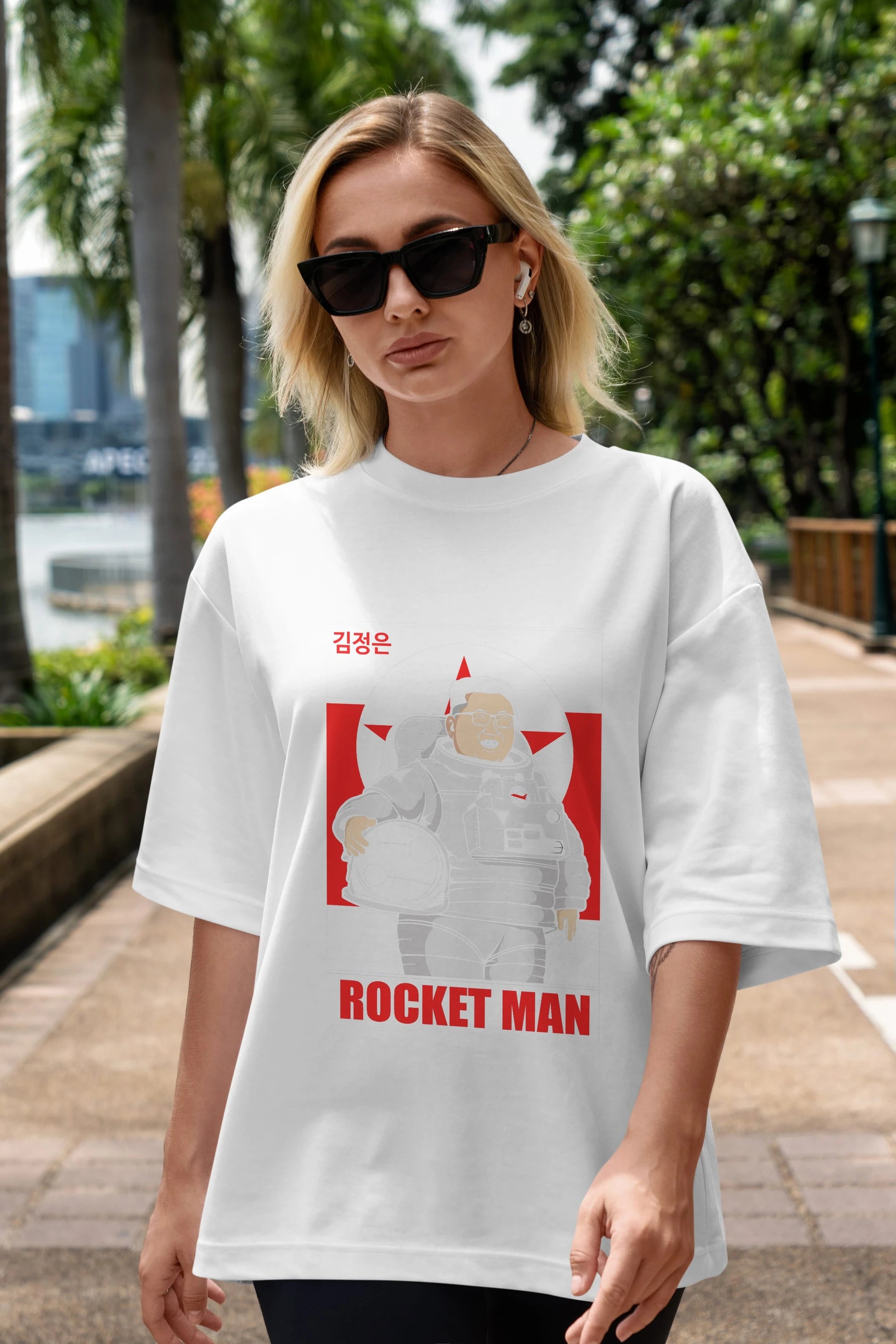 Astronot Kim Ön Baskılı Oversize t-shirt Erkek Kadın Unisex %100 Pamuk tişort