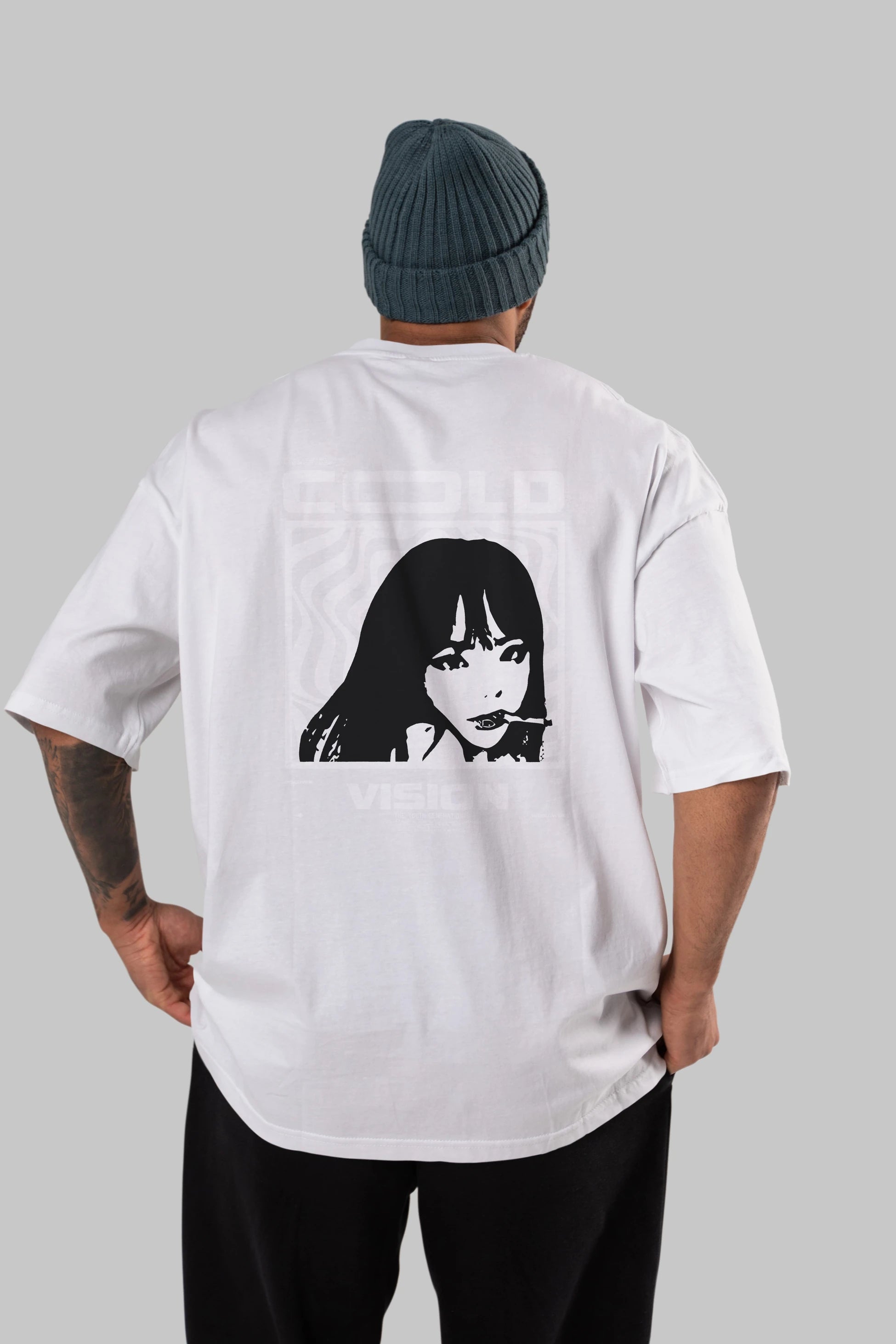 Cold Vision Arka Baskılı Oversize t-shirt Erkek Kadın Unisex