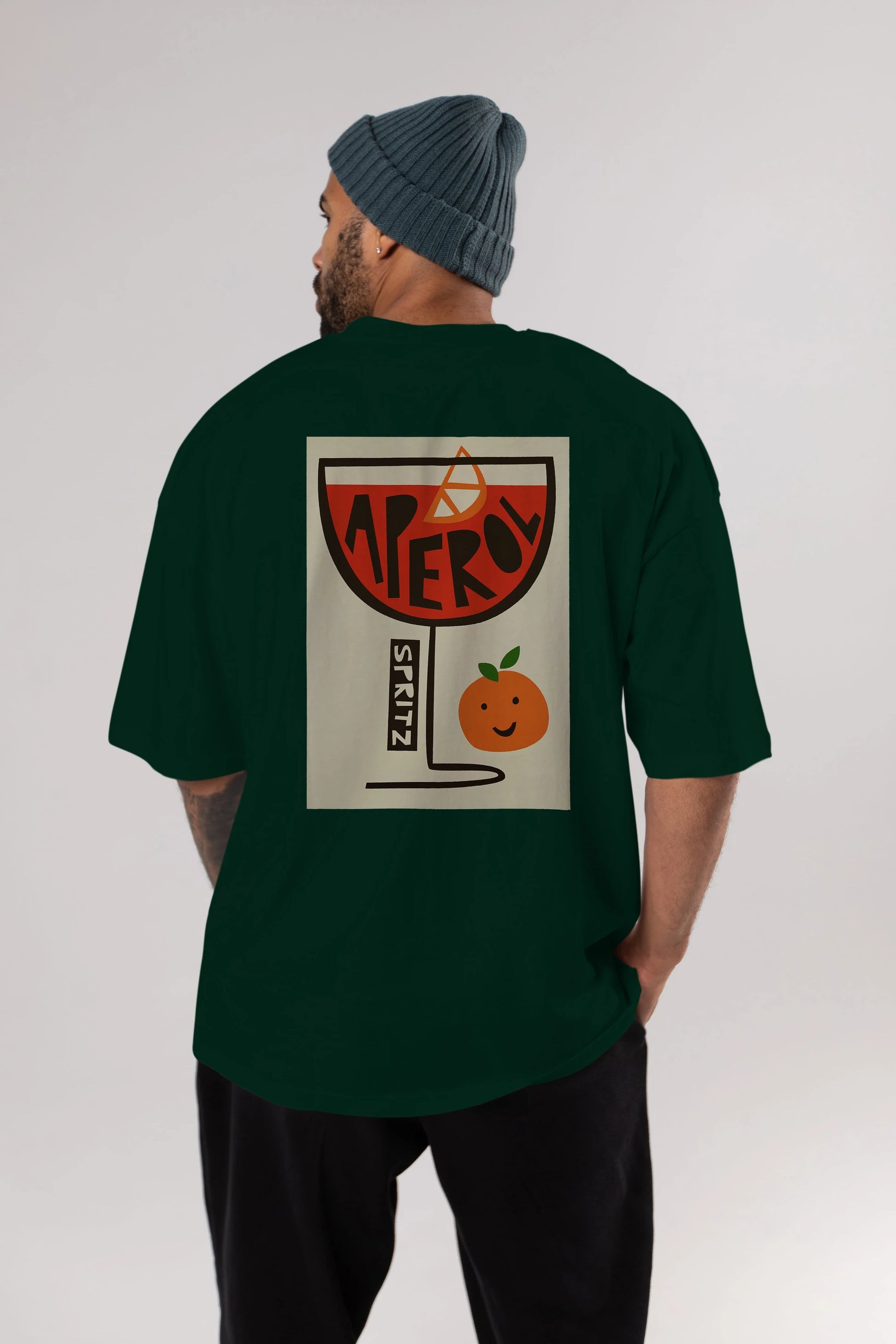 Aperol Spritz 9 Arka Baskılı Oversize t-shirt Erkek Kadın Unisex %100 Pamuk Bisiklet Yaka tişort
