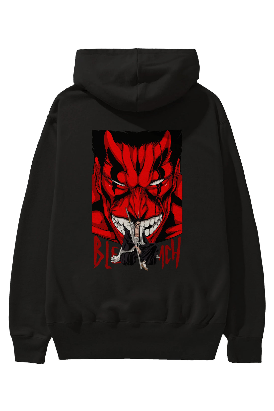 KENPACHI ZARAKI BLEACH Anime Arka Baskılı Hoodie Oversize Kapüşonlu Sweatshirt Erkek Kadın Unisex